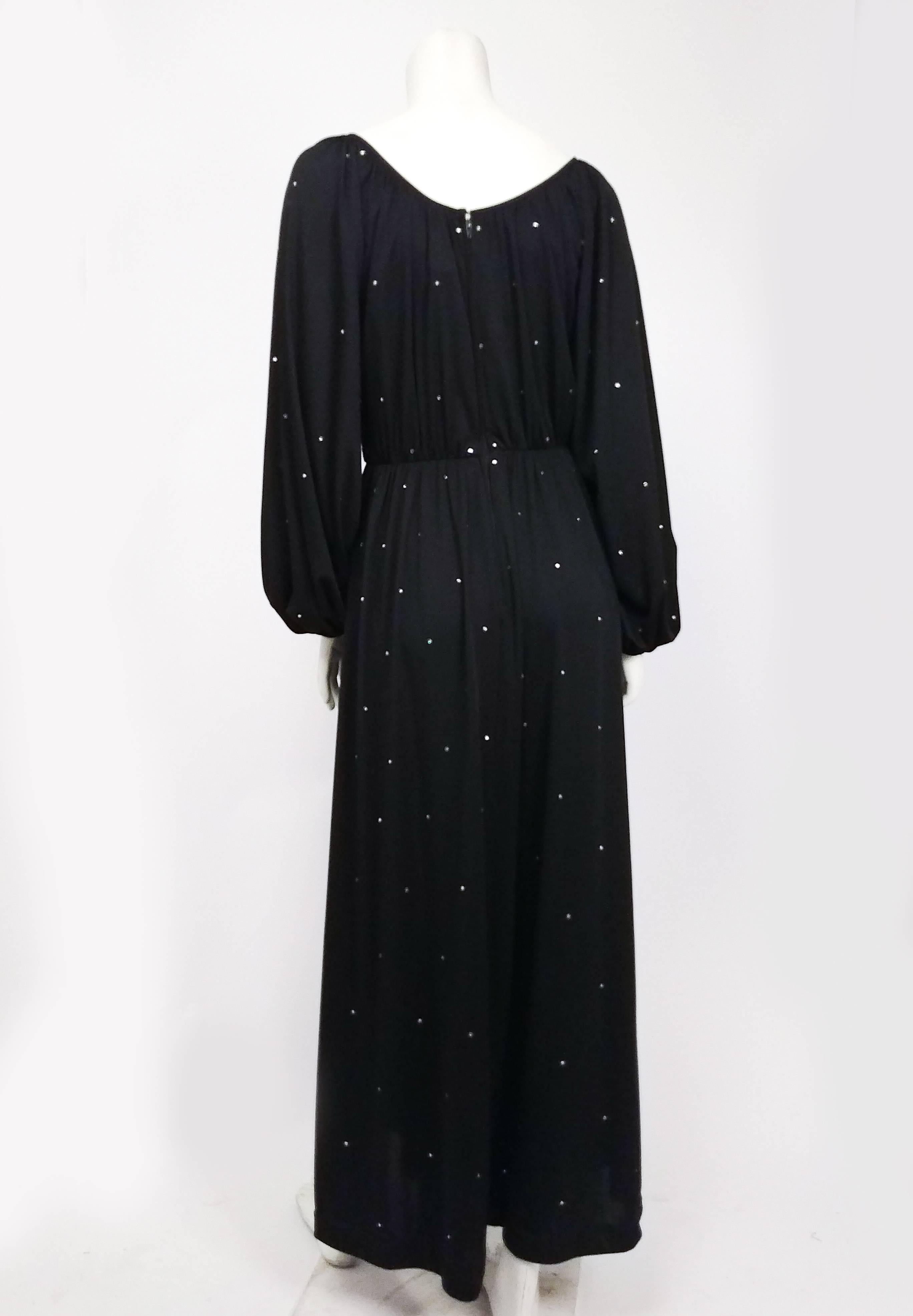 1970s Black Rhinestone Dress For Sale at 1stDibs