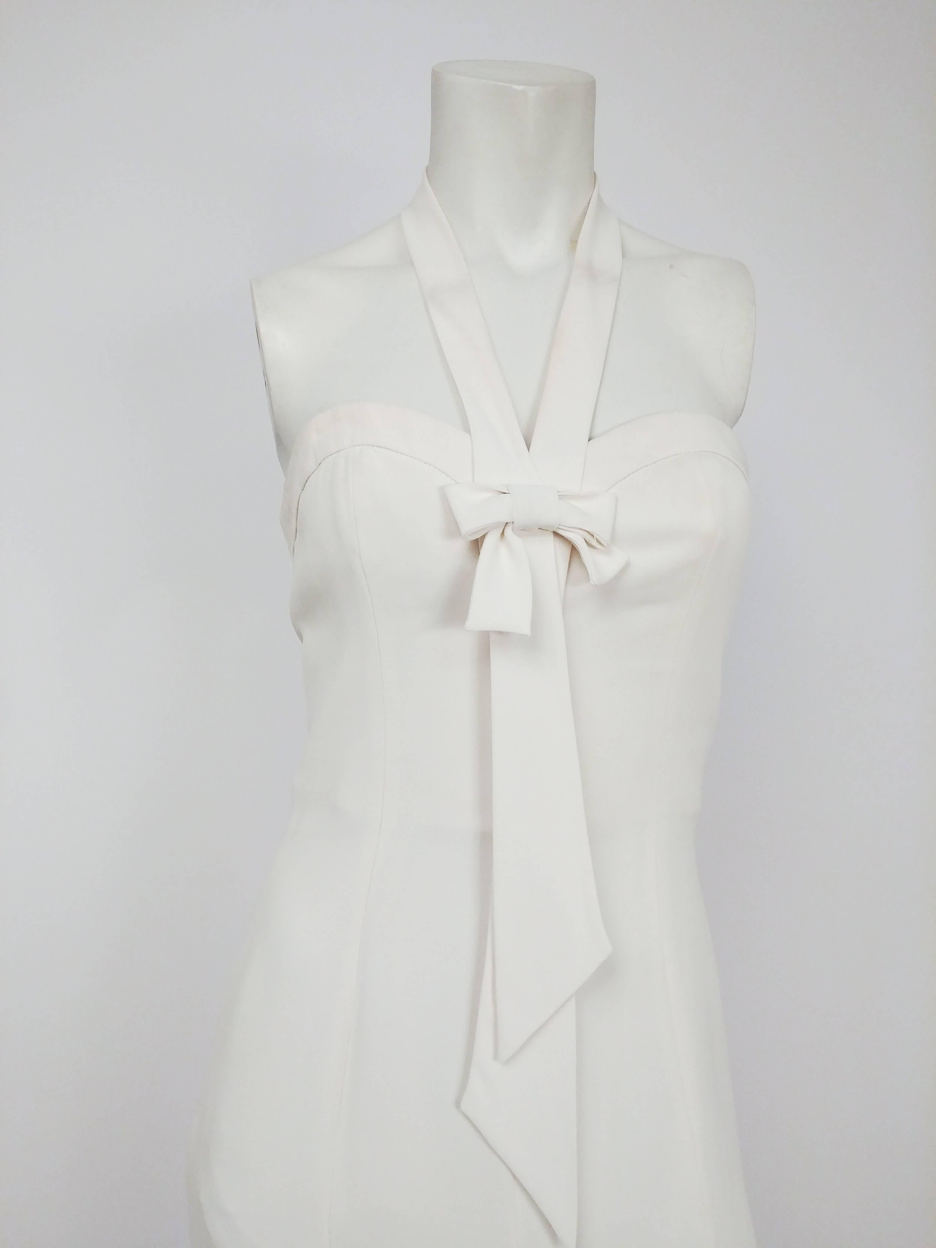 Emanuel Ungaro White Halter Neck Cocktail Dress, 1990s  In Good Condition In San Francisco, CA