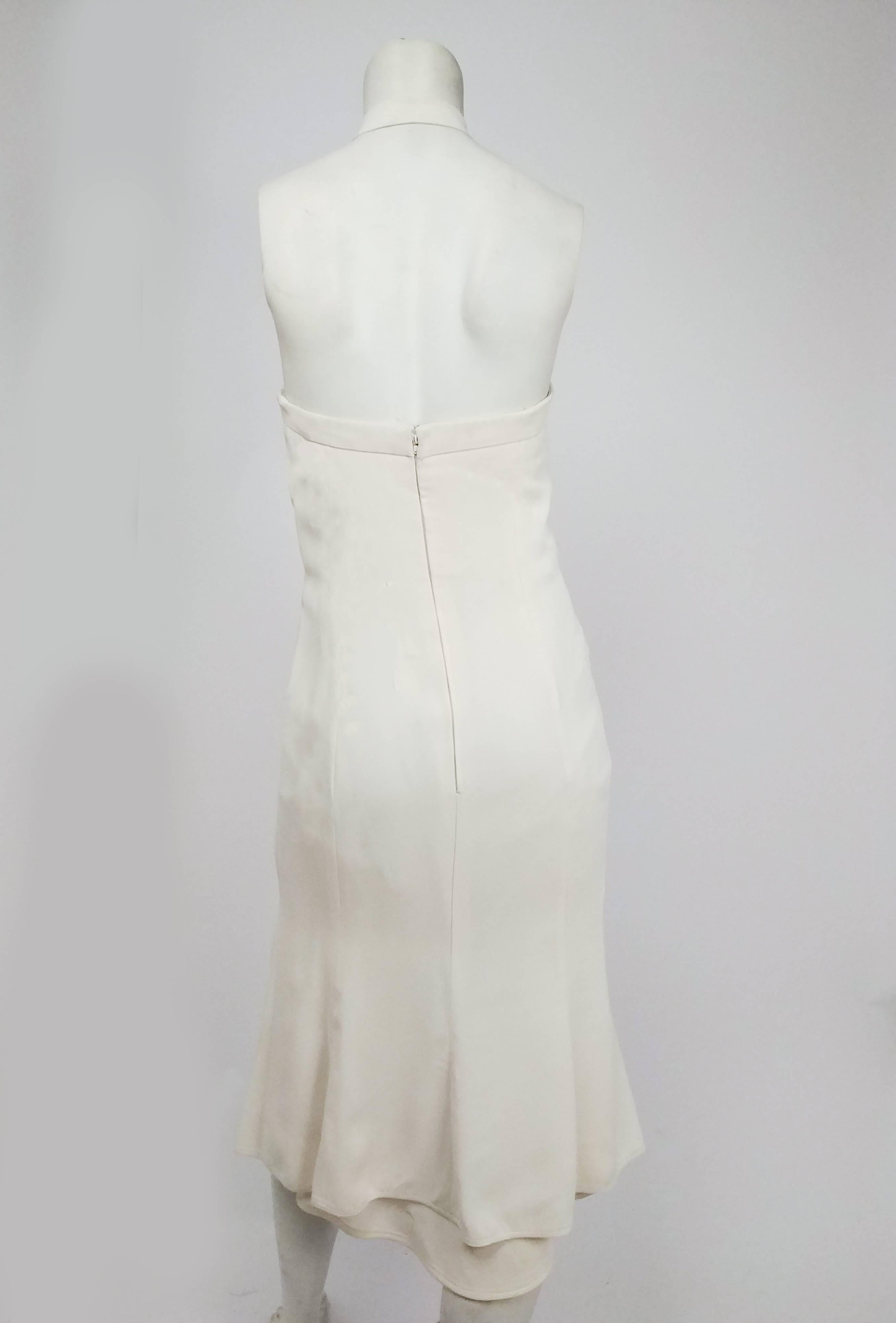 Gray Emanuel Ungaro White Halter Neck Cocktail Dress, 1990s 