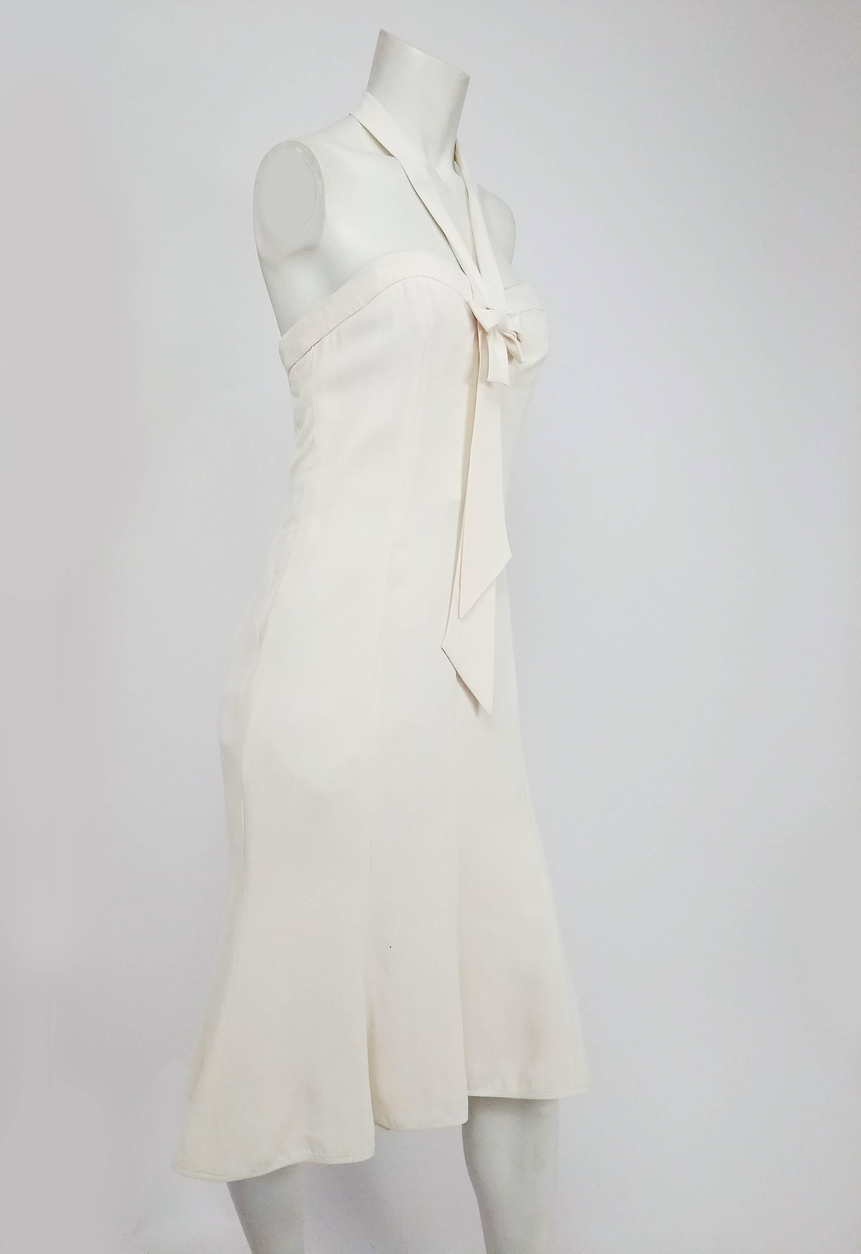 1990s Emanuel Ungaro White Halter Neck Cocktail Dress. 