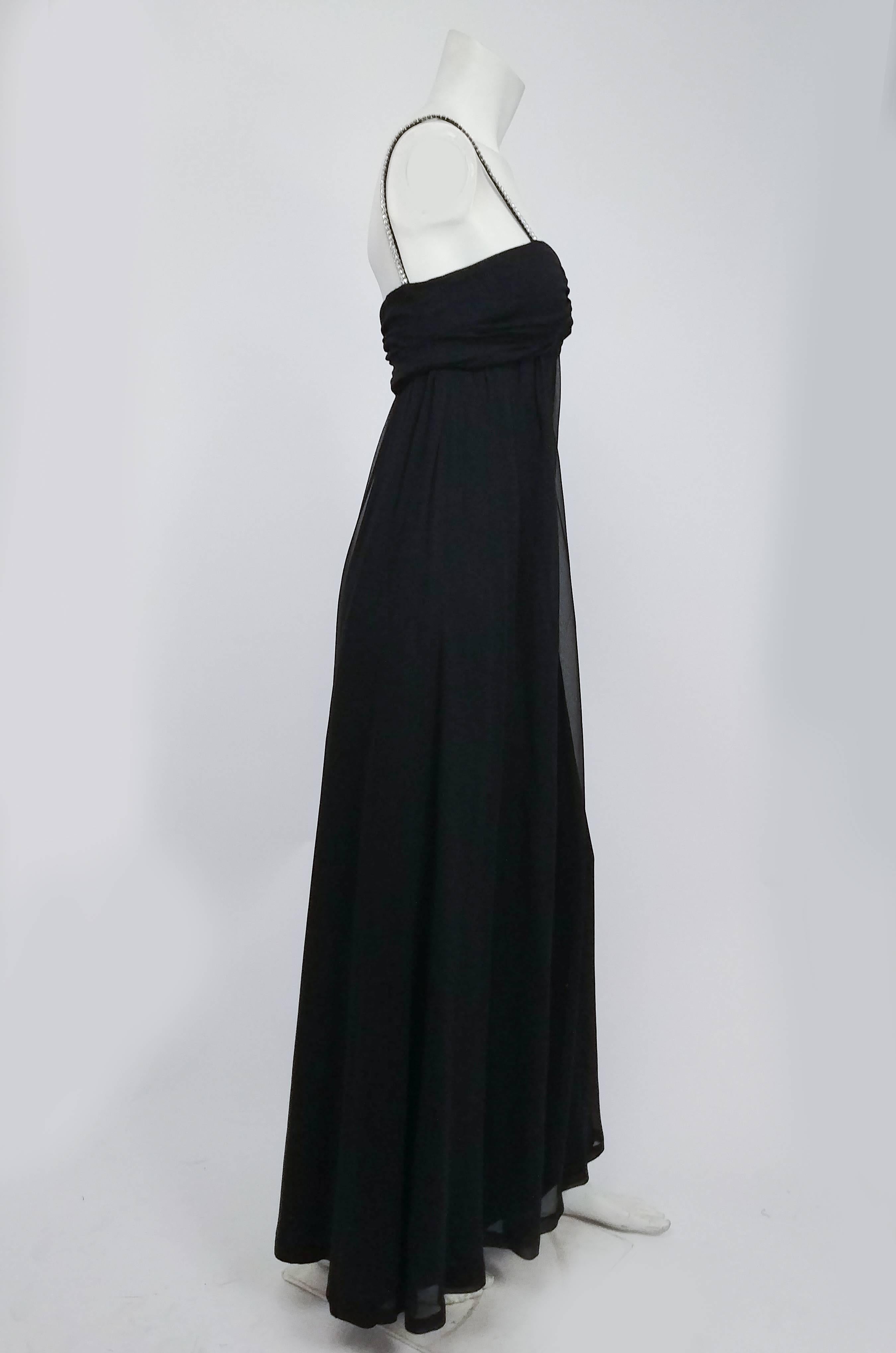 black dress with rhinestone straps