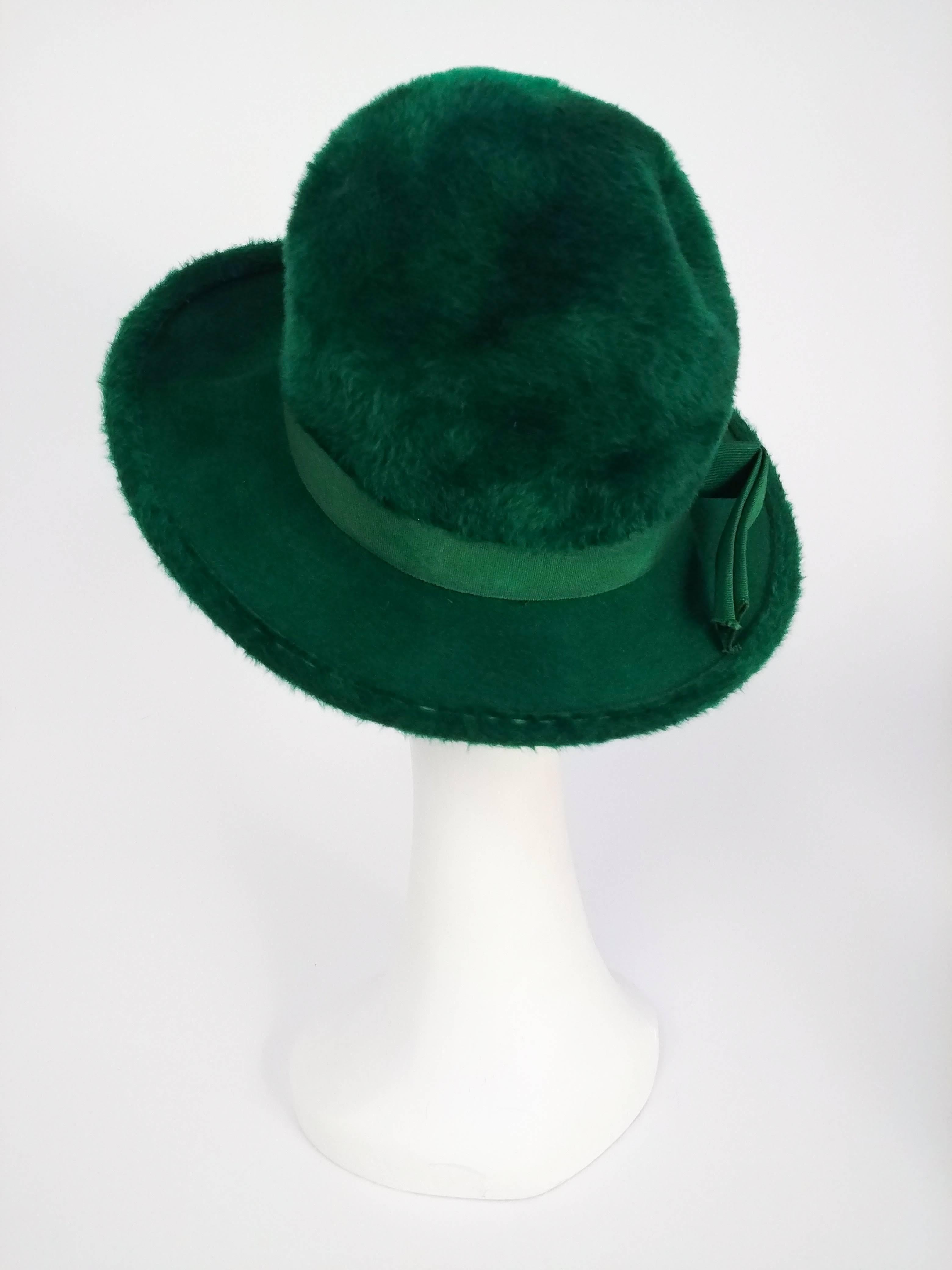 1960s Mr. John Emerald Green Fur Felt Hat In Good Condition In San Francisco, CA