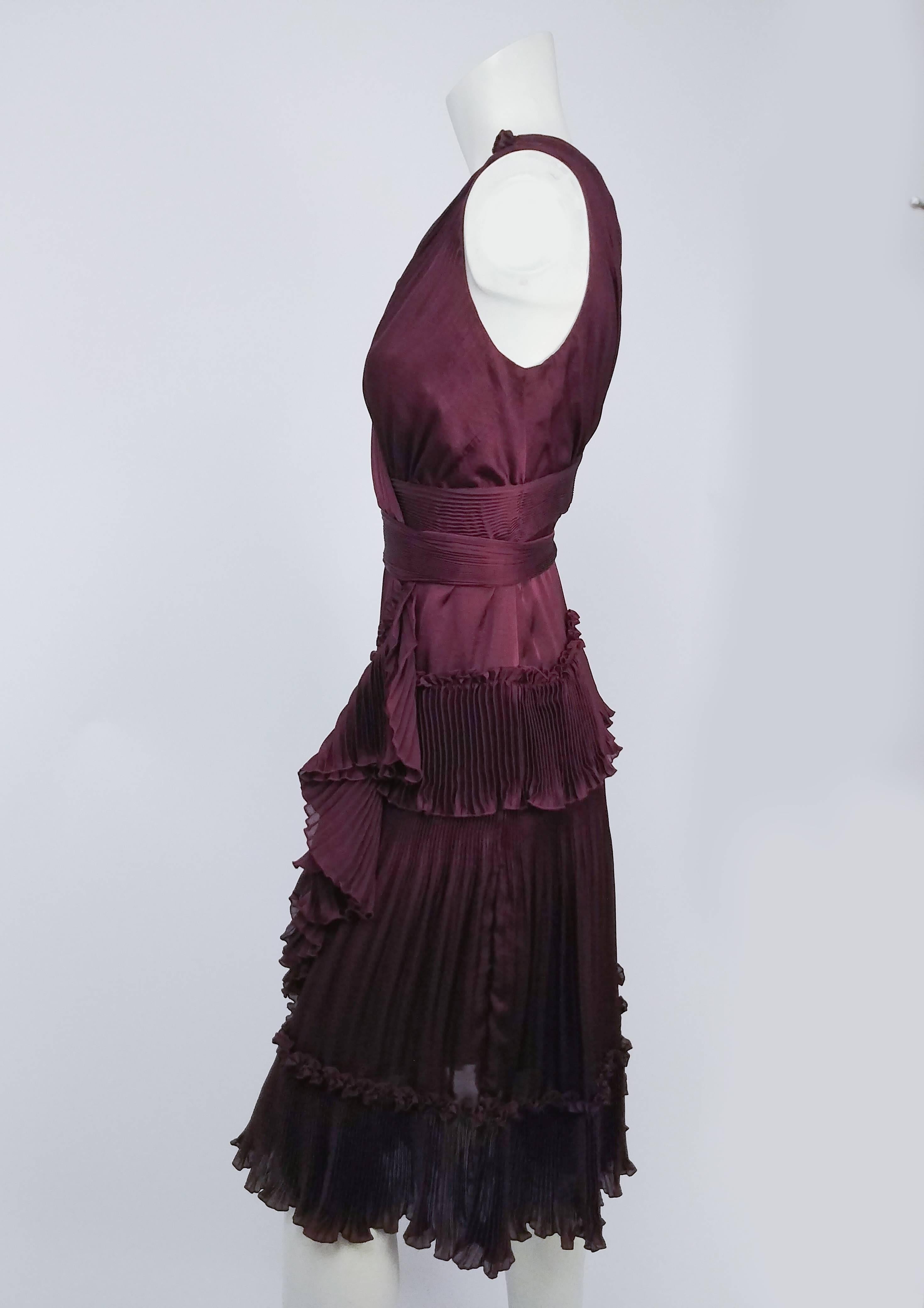 Black Diane von Furstenberg Purple Pleated Ruffle Wrap Dress