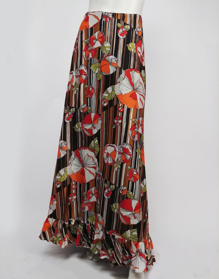 1960s Psychadelic Two Piece Blouse and Maxi Skirt Set For Sale at 1stdibs