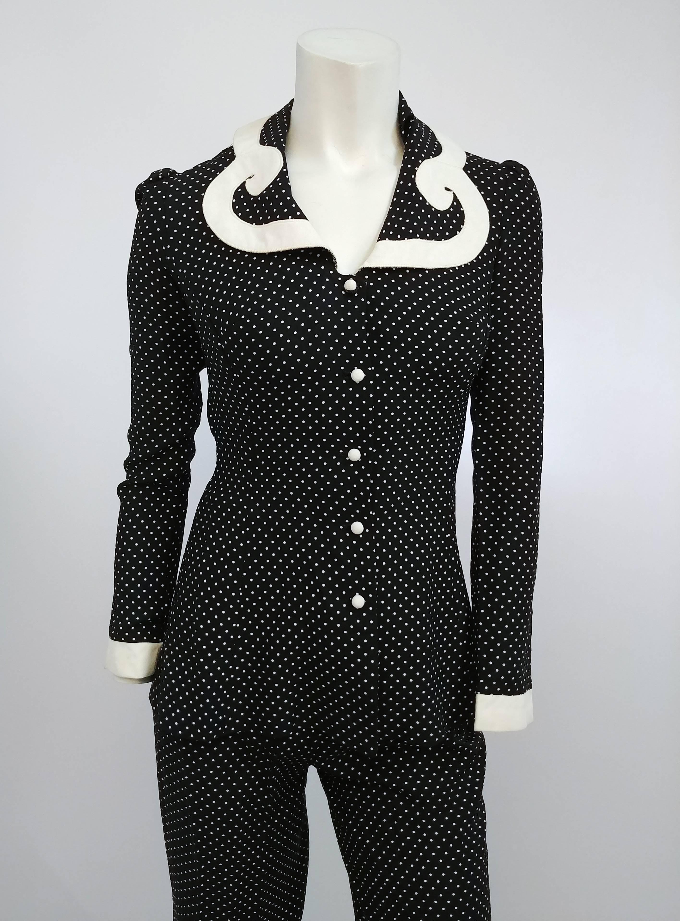 black and white pant suit