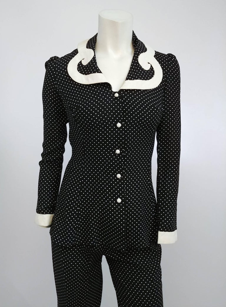 polka dot pants suit