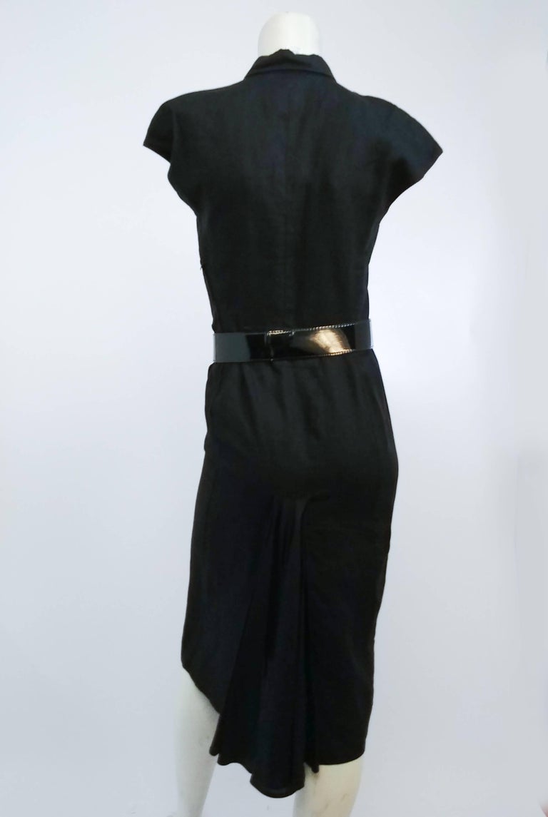 1980s Claude Montana Black Linen Shirtwaist Dress For Sale at 1stDibs ...