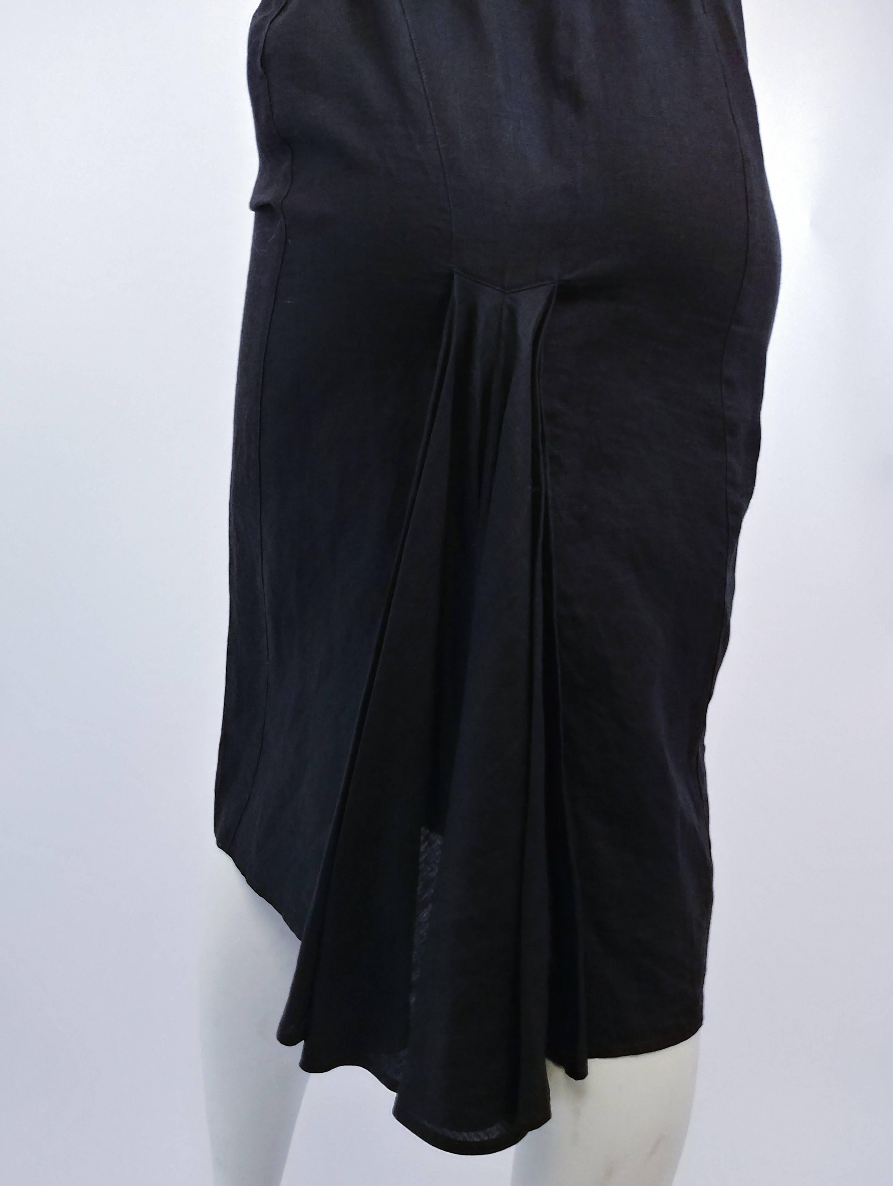 De las mujeres Vestido camisero de lino negro Claude Montana de los años 80 en venta