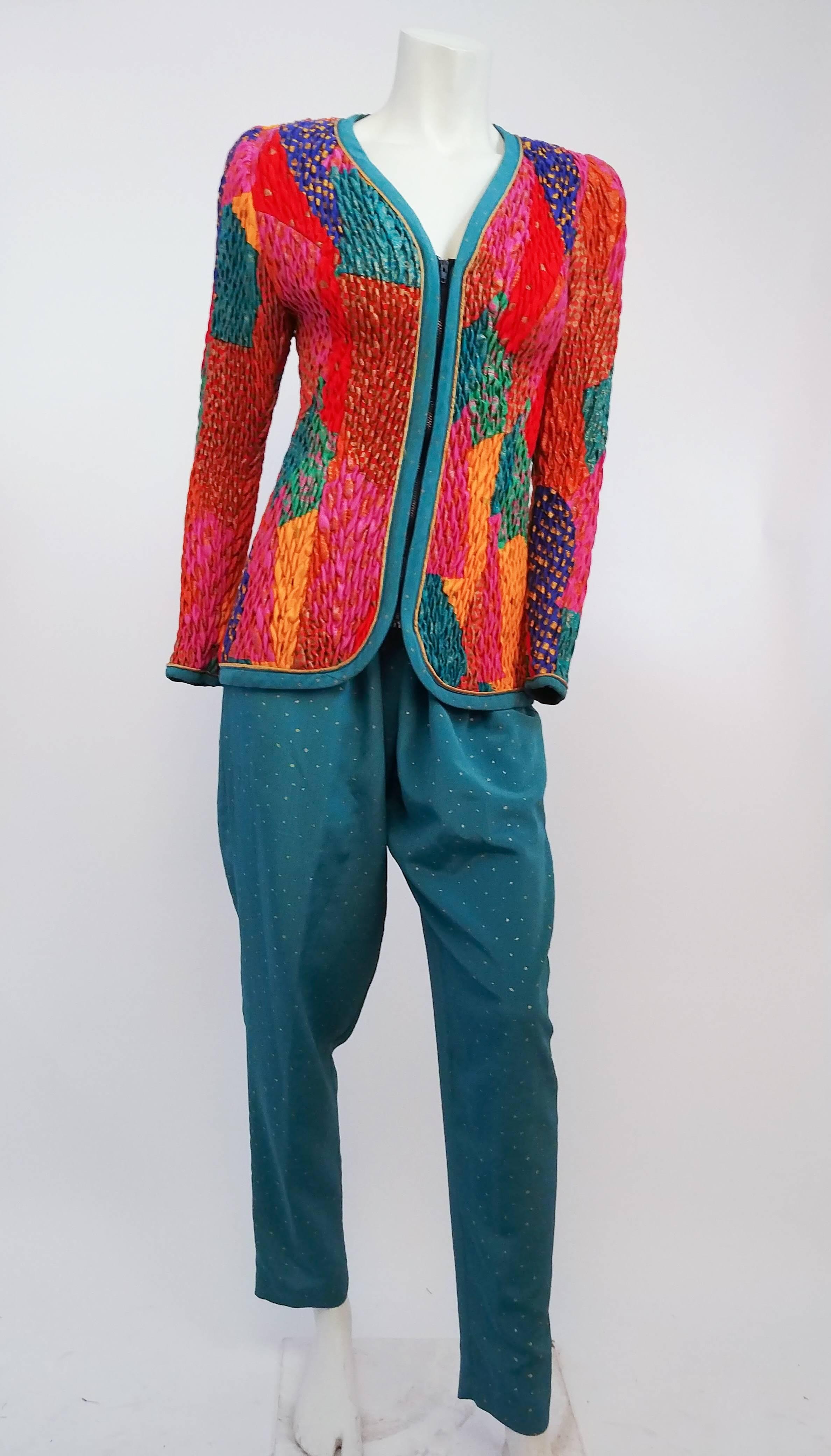 1980s Jeanne Marc Jacket, Pleated Skirt, & Harem Pant Set For Sale 1