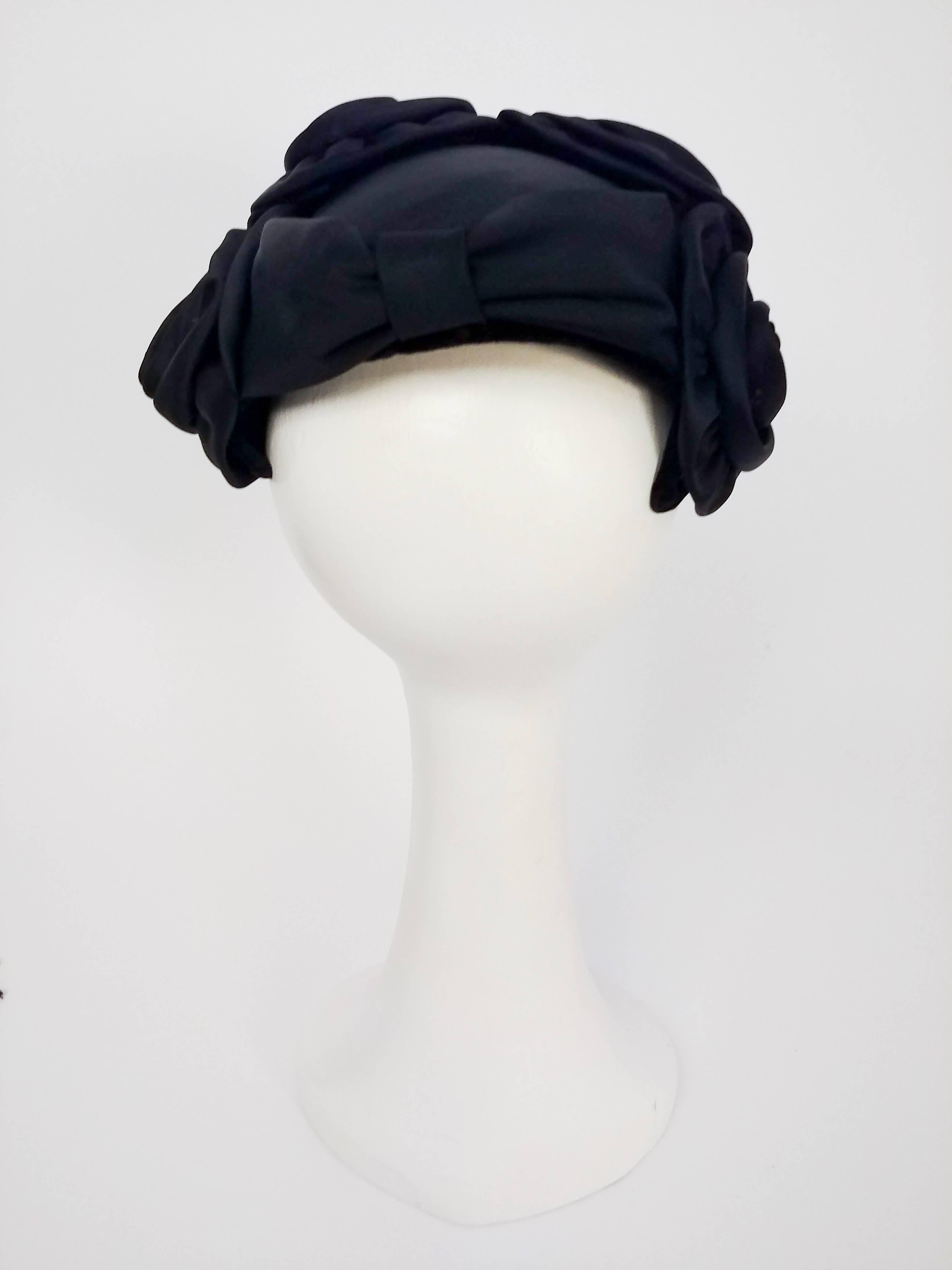 Women's 1950s Black Rosette Cocktail Hat