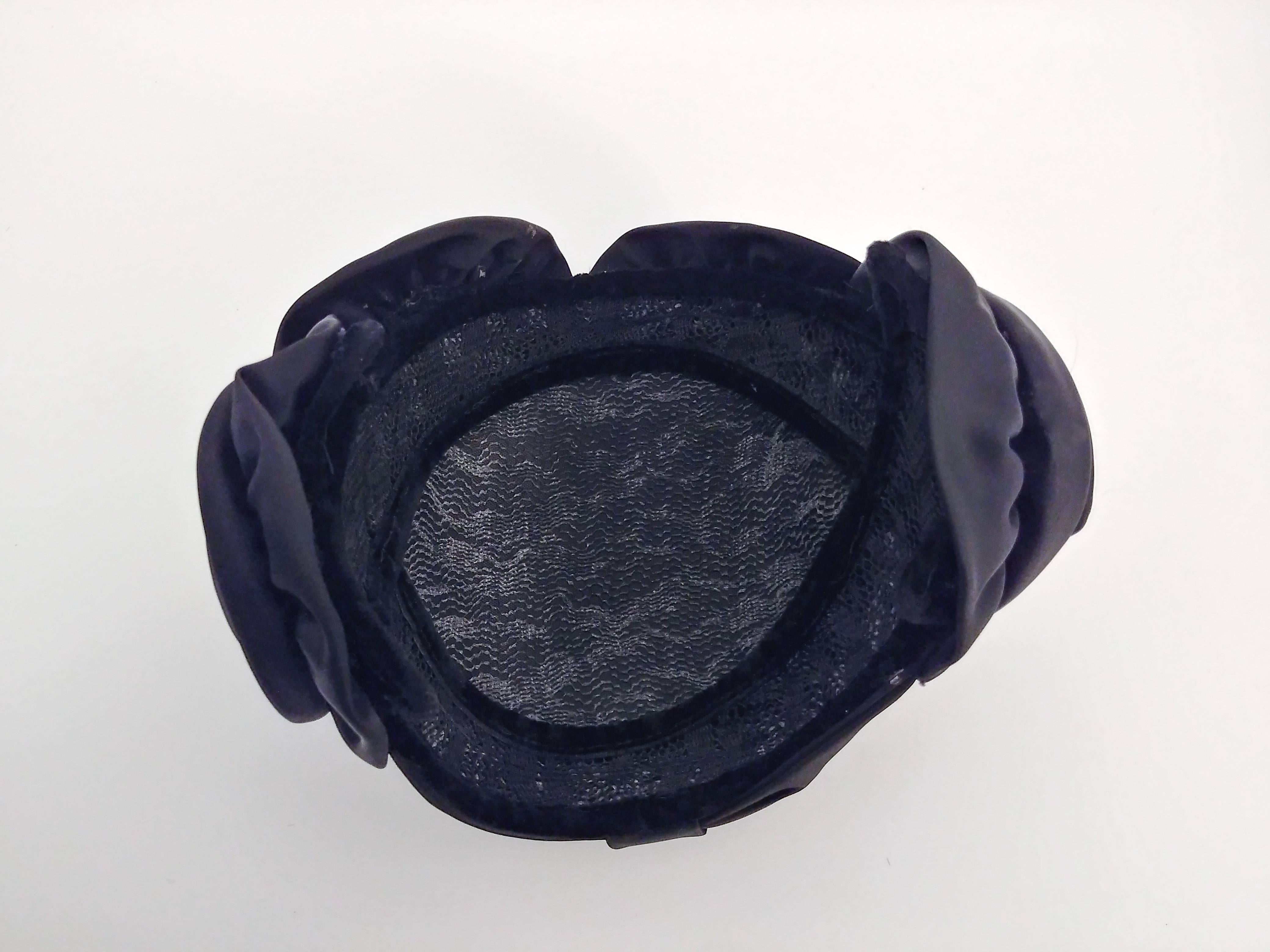 1950s Black Rosette Cocktail Hat 1