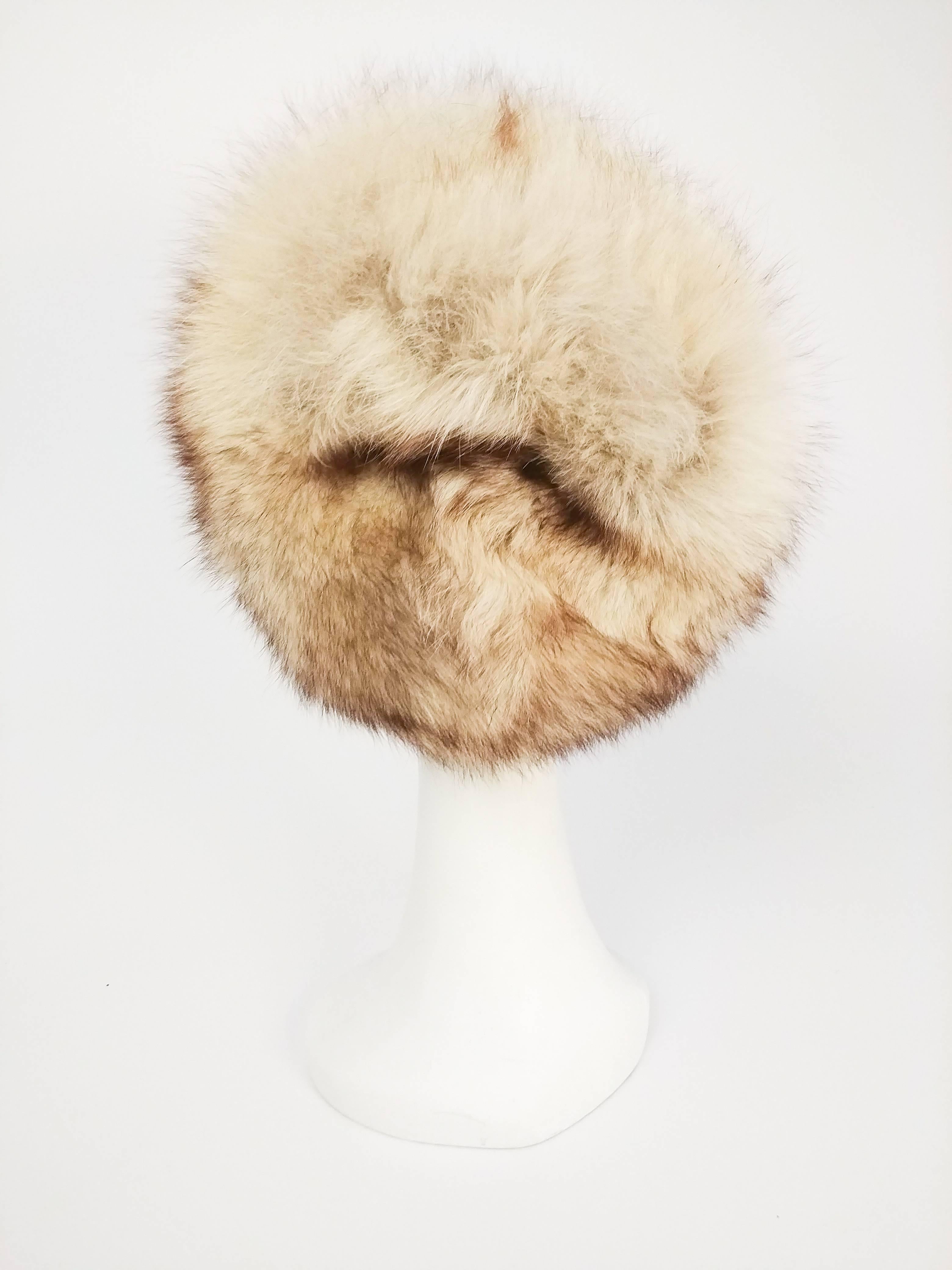 Beige 1960s Cream Fox Fur Hat