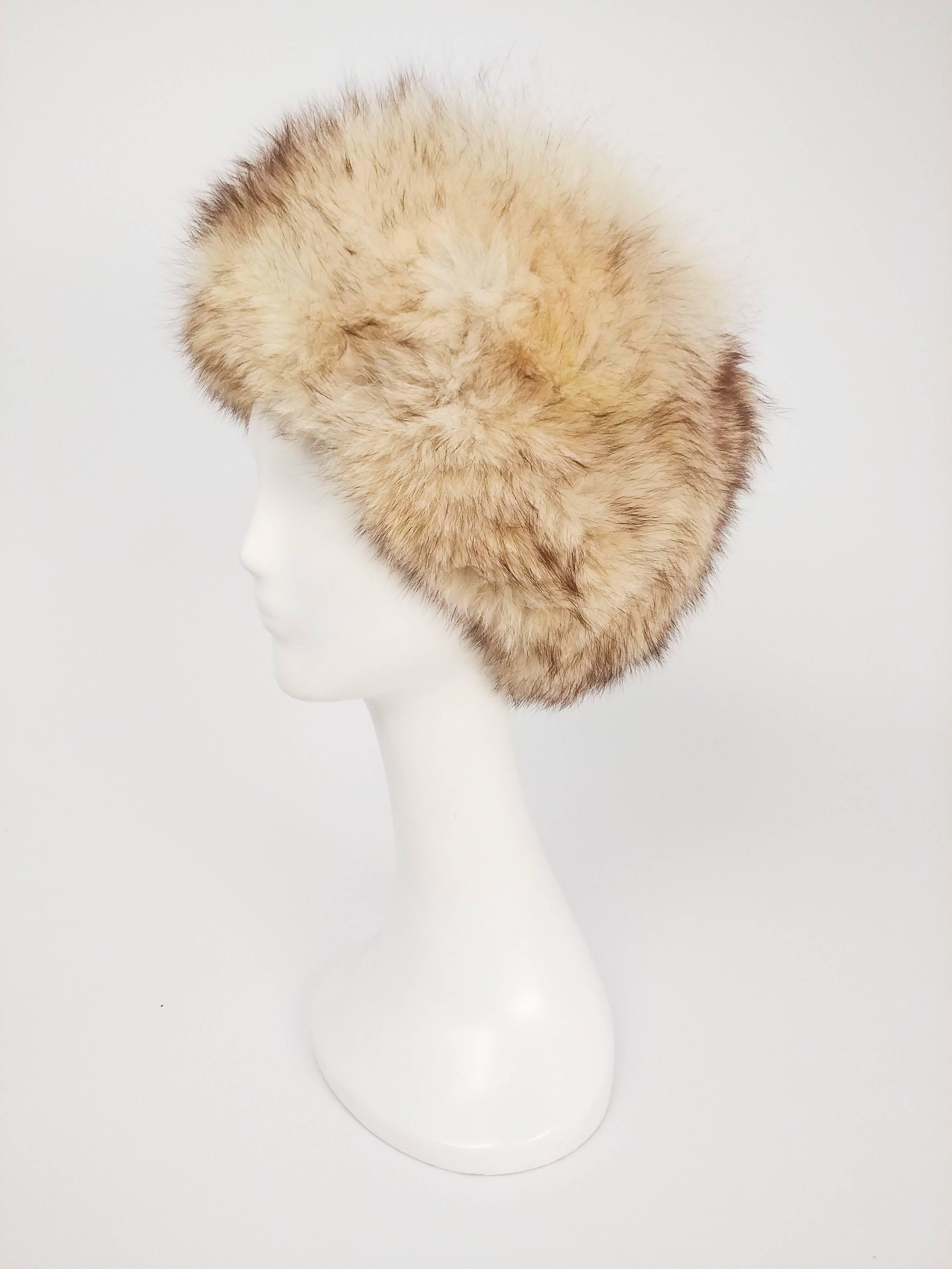 1960s Cream Fox Fur Hat. 