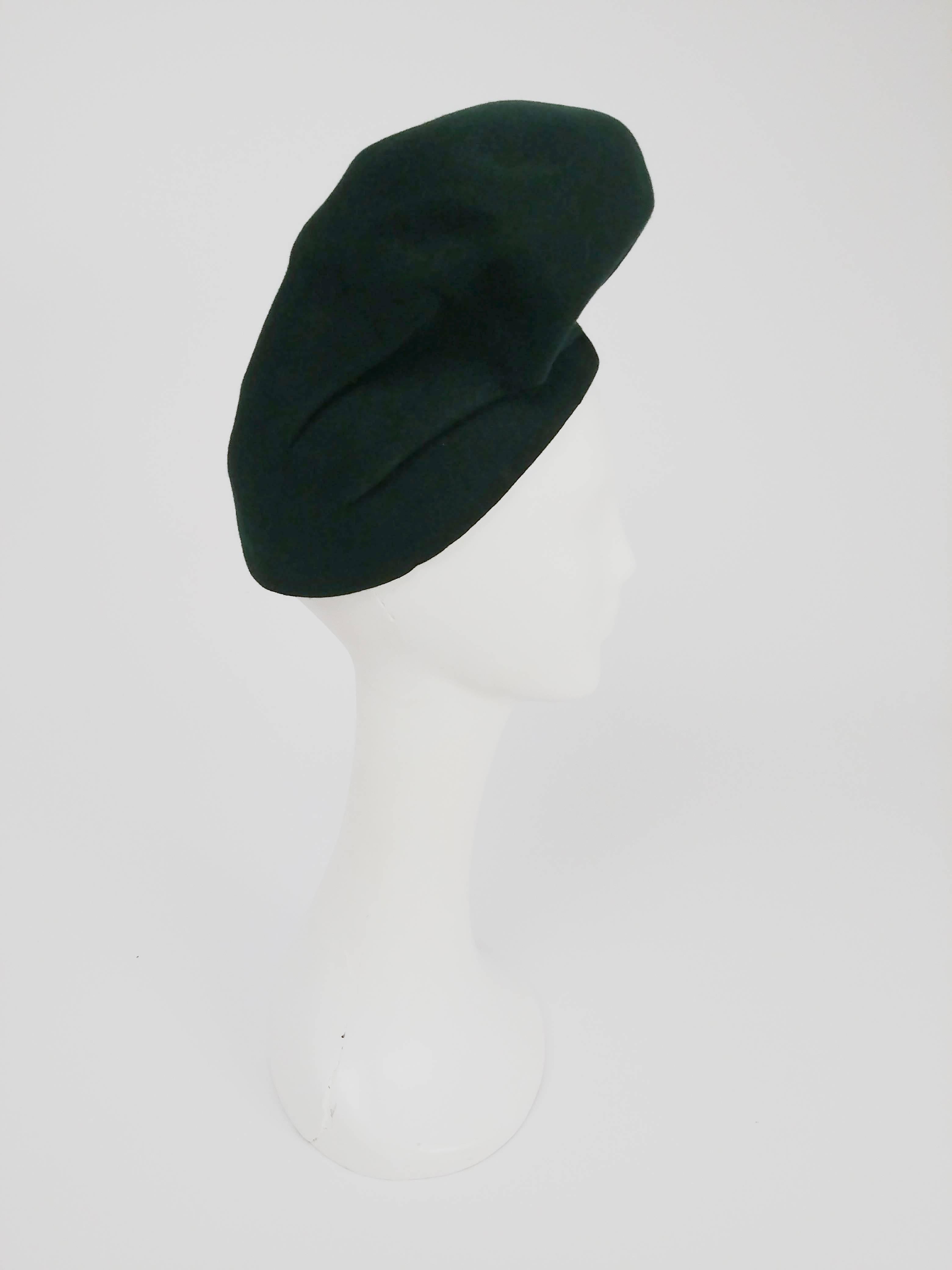 Women's or Men's 1940s Emerald Green Structured Turban 
