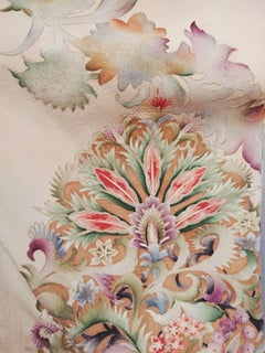 Kimono di seta dipinto a mano degli anni '40