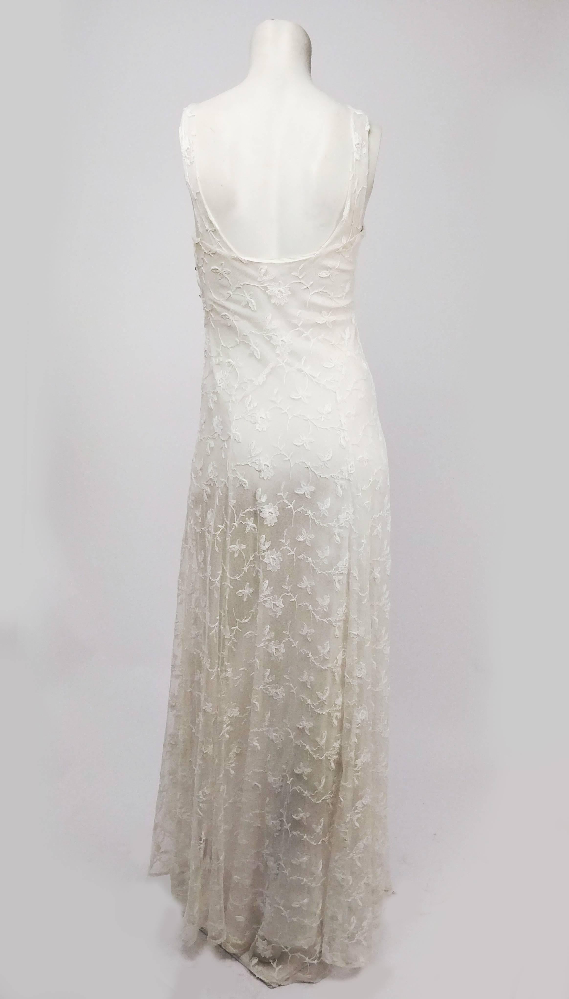 1930s White Lace Wedding Dress In Excellent Condition In San Francisco, CA