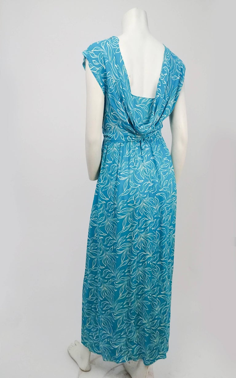 1970s Adele Simpson Summer Wrap Dress w/ Cowl Back For Sale at 1stDibs