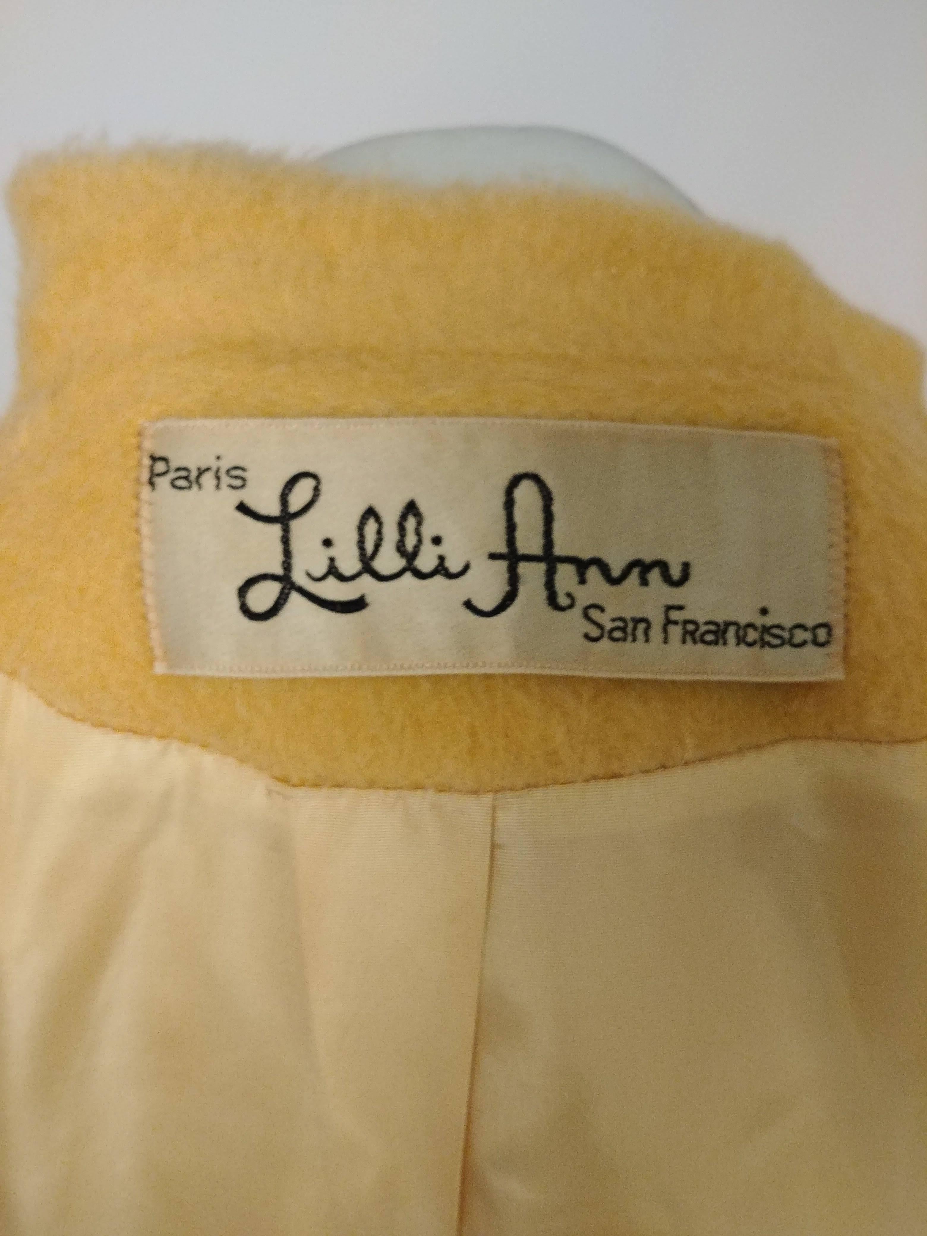 Women's 1960s Lilli Ann Buttercup Yellow Wool Coat