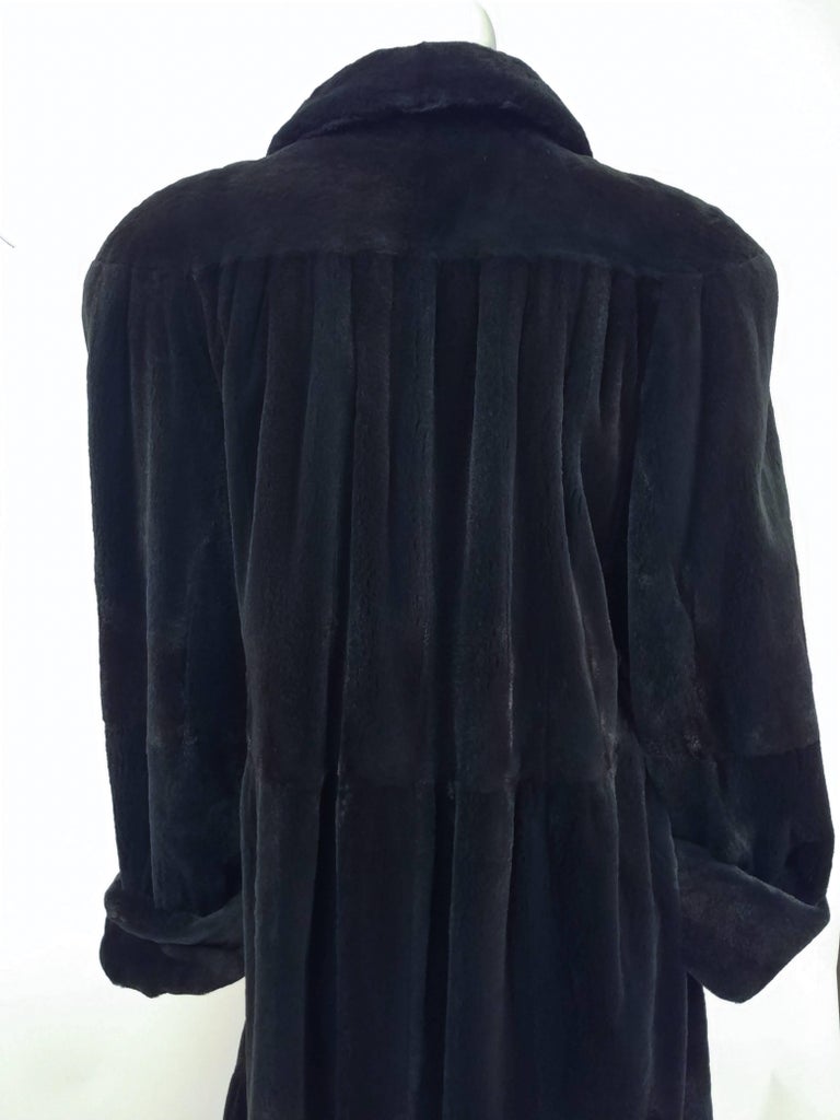 1980s Revillon for Saks Fifth Ave Green Shorn Mink Long Coat For Sale 1