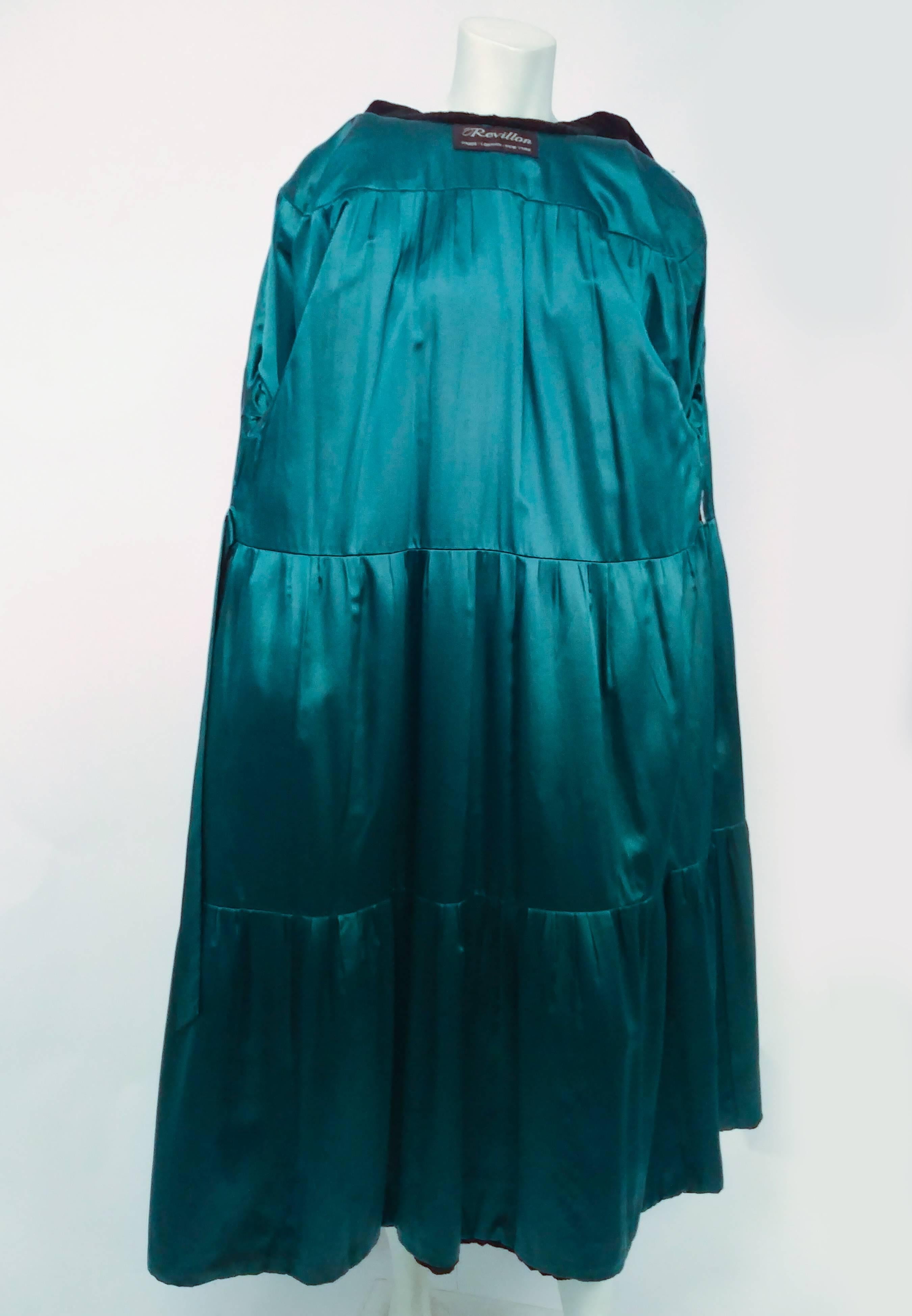 1980s Revillon for Saks Fifth Ave Green Shorn Mink Long Coat For Sale 3