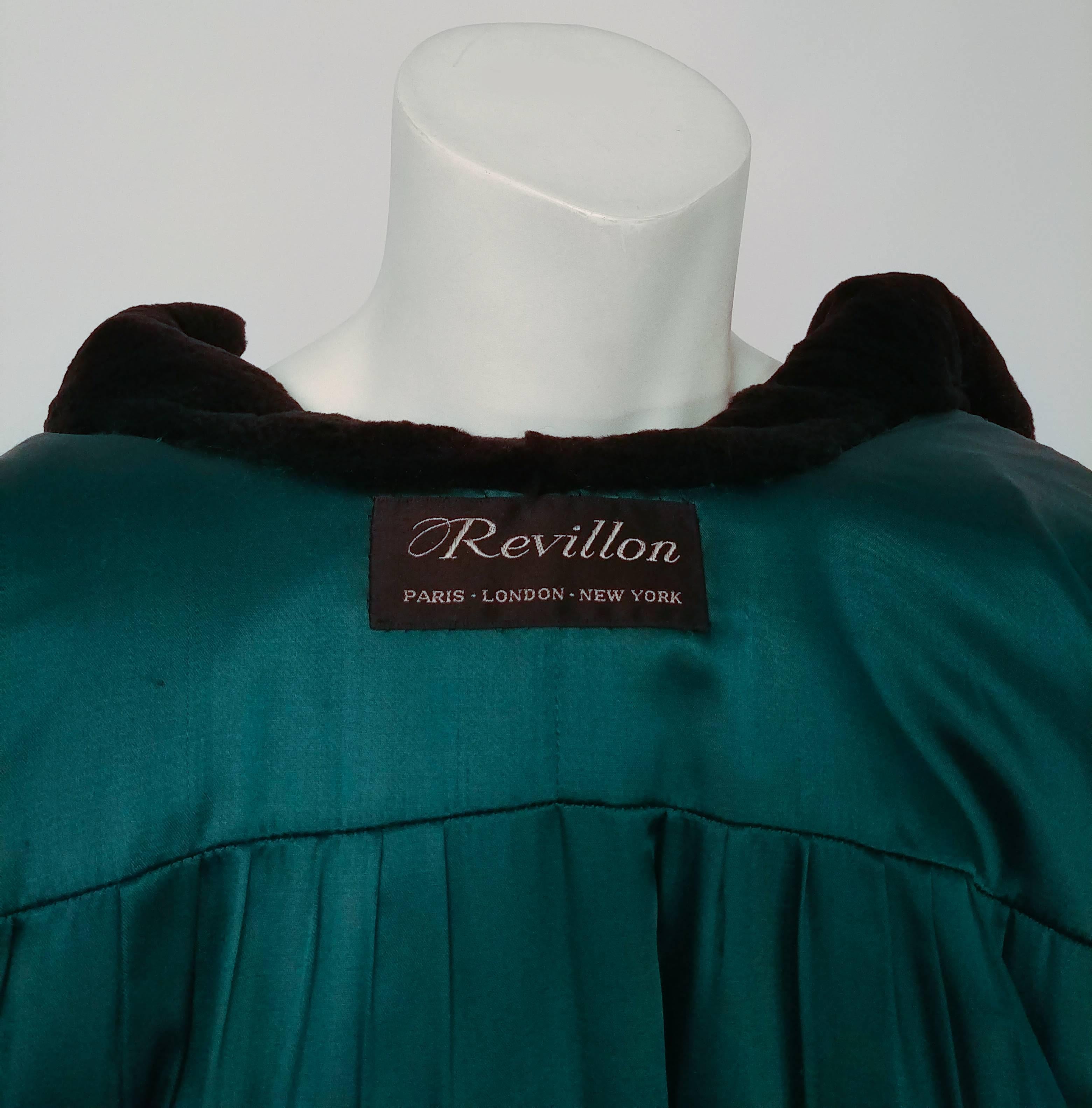 1980s Revillon for Saks Fifth Ave Green Shorn Mink Long Coat For Sale 1
