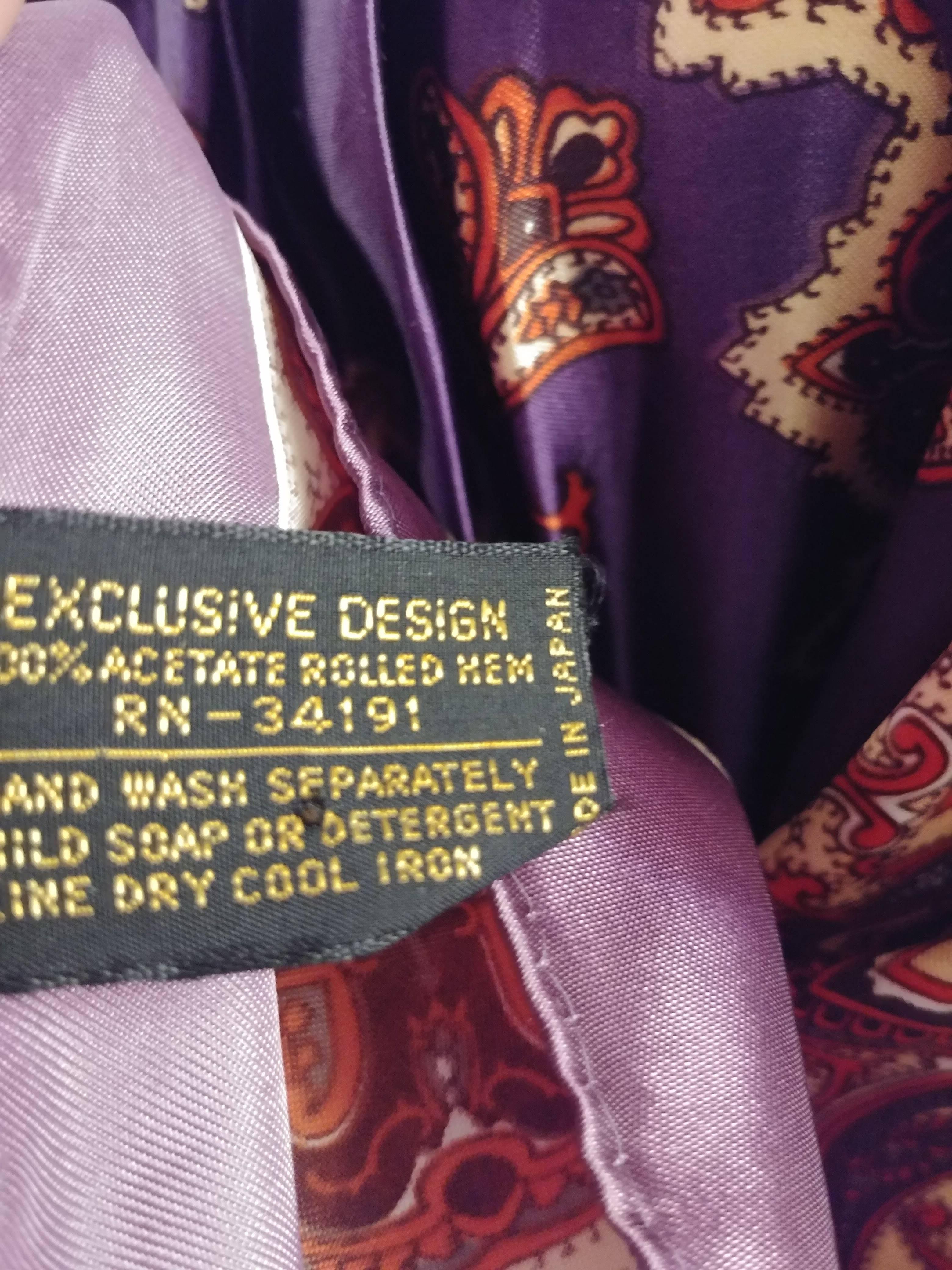 Brown 1970s Purple Paisley Handkerchief Dress For Sale
