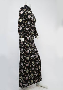 1960s Embroidered Black Chinese Style Two Piece Top & Skirt