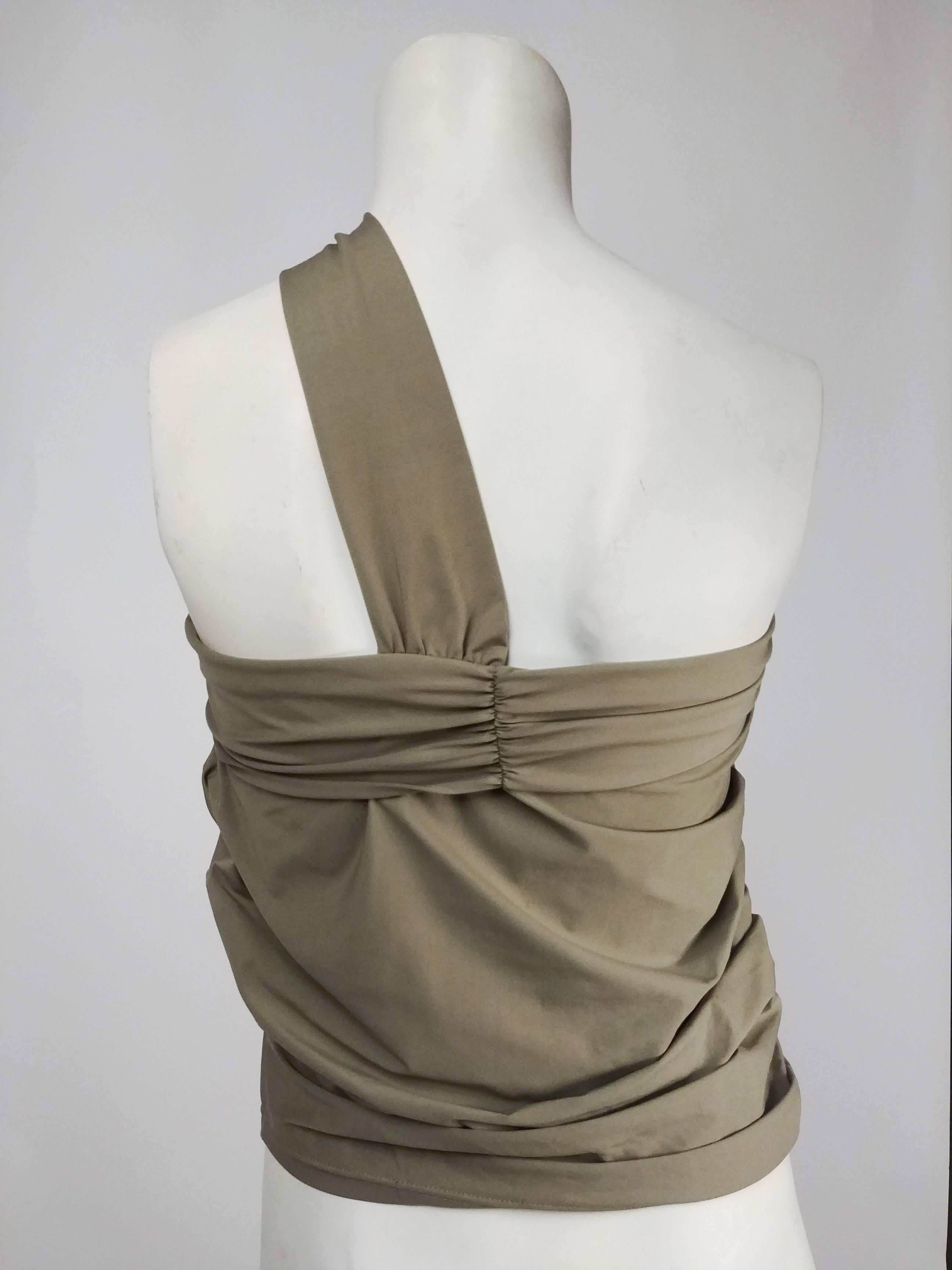 Gray La Perla Olive Khaki Ruched Jersey Top