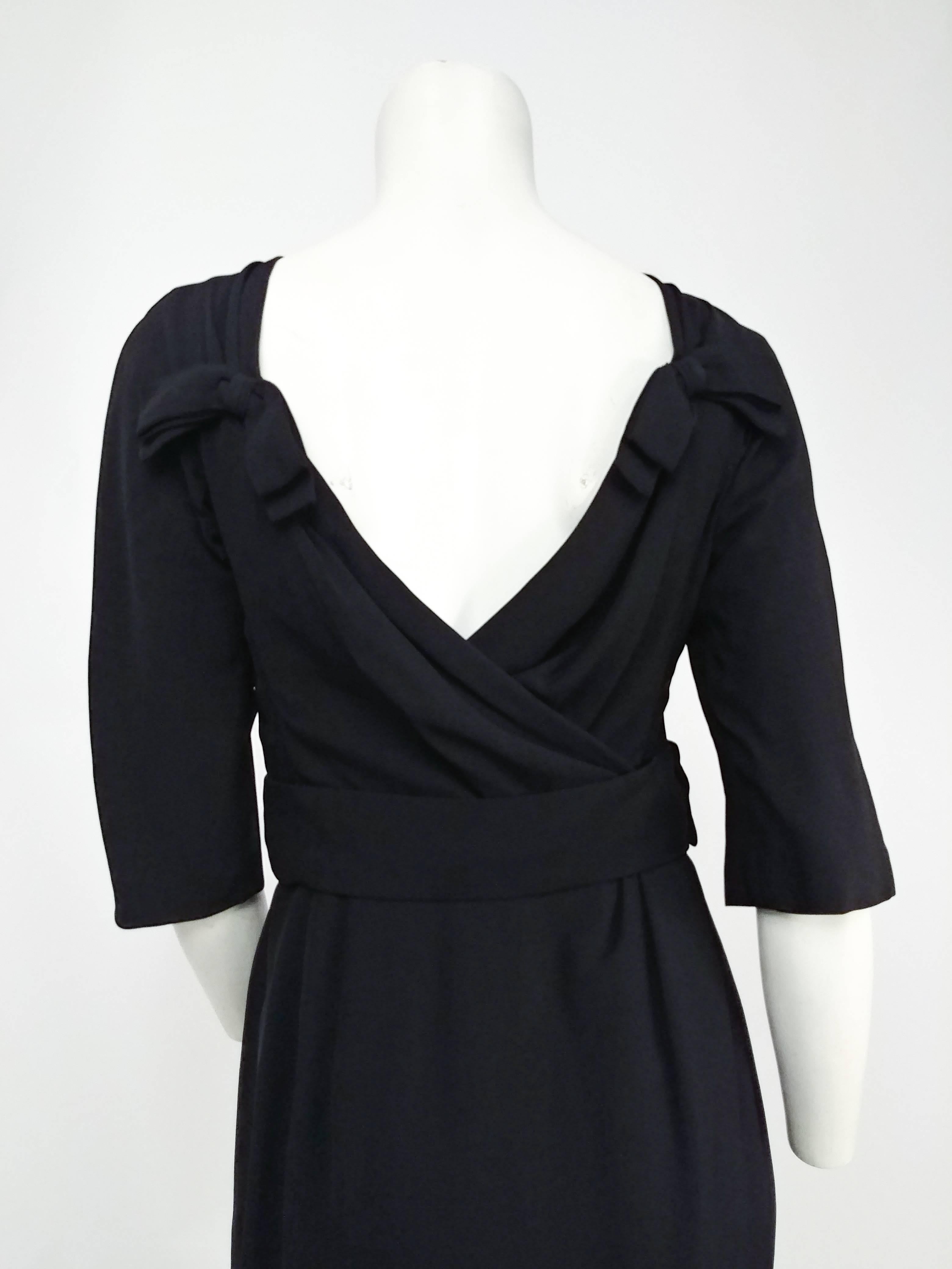 1950s Adele Simpson Black Draped Back Cocktail Dress For Sale at ...