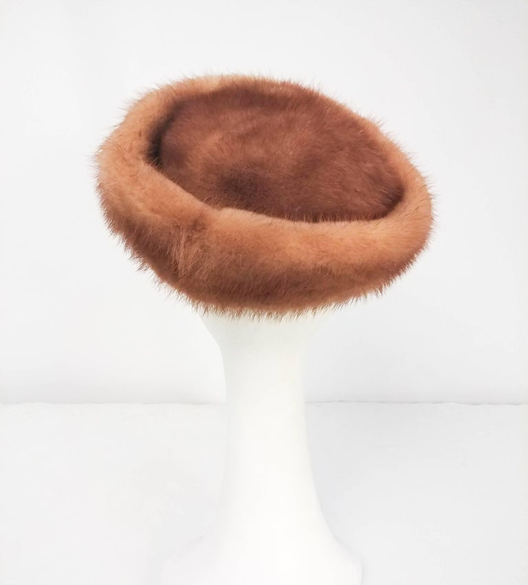 1960s Taupe Mink Fur Hat For Sale at 1stDibs