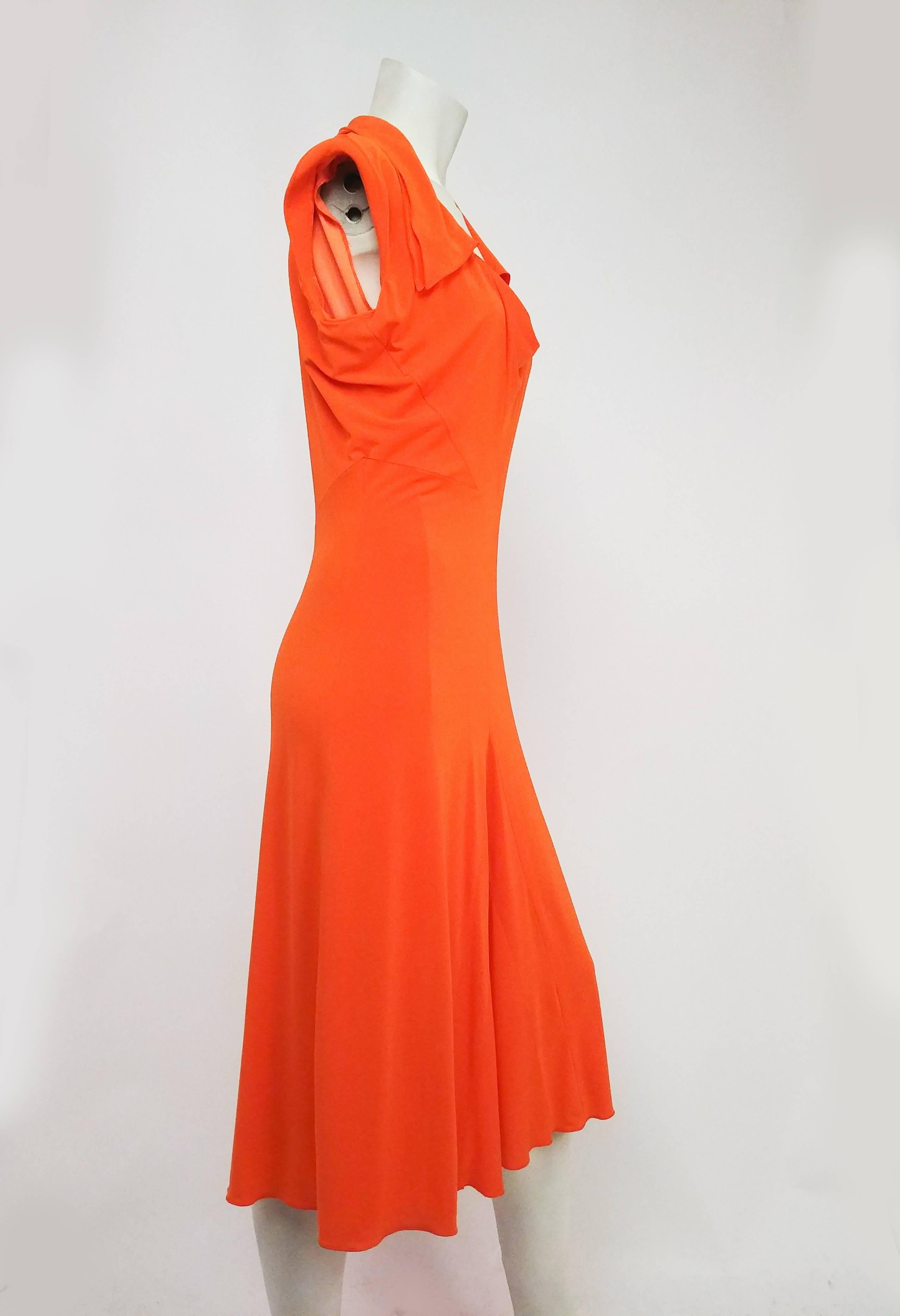 Rosso Karl Lagerfeld - Vestito a collo alto in jersey arancione in vendita