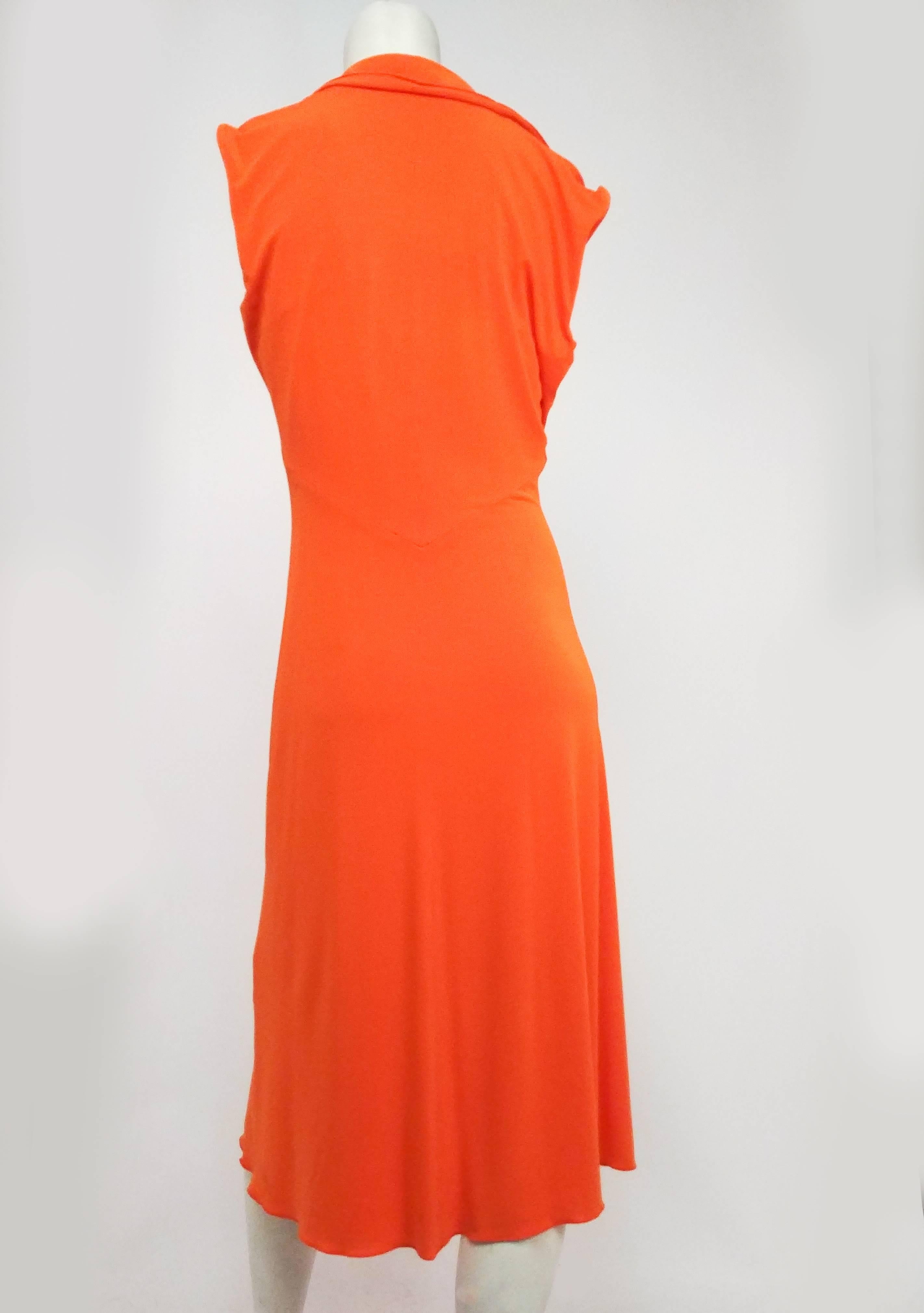 orange cowl neck dress