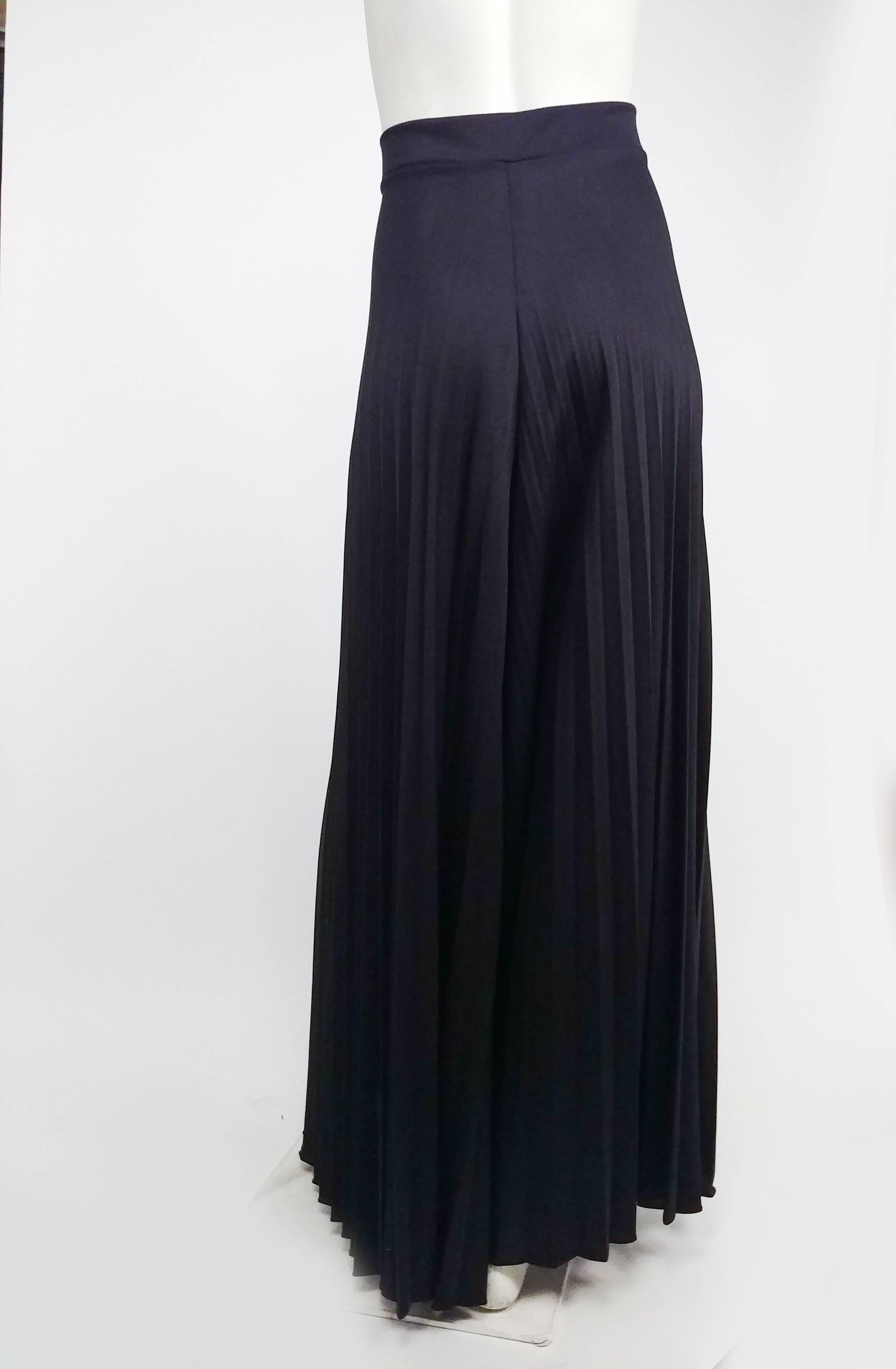 Black Pleated Wide Leg Pants, 1970s  In Excellent Condition In San Francisco, CA