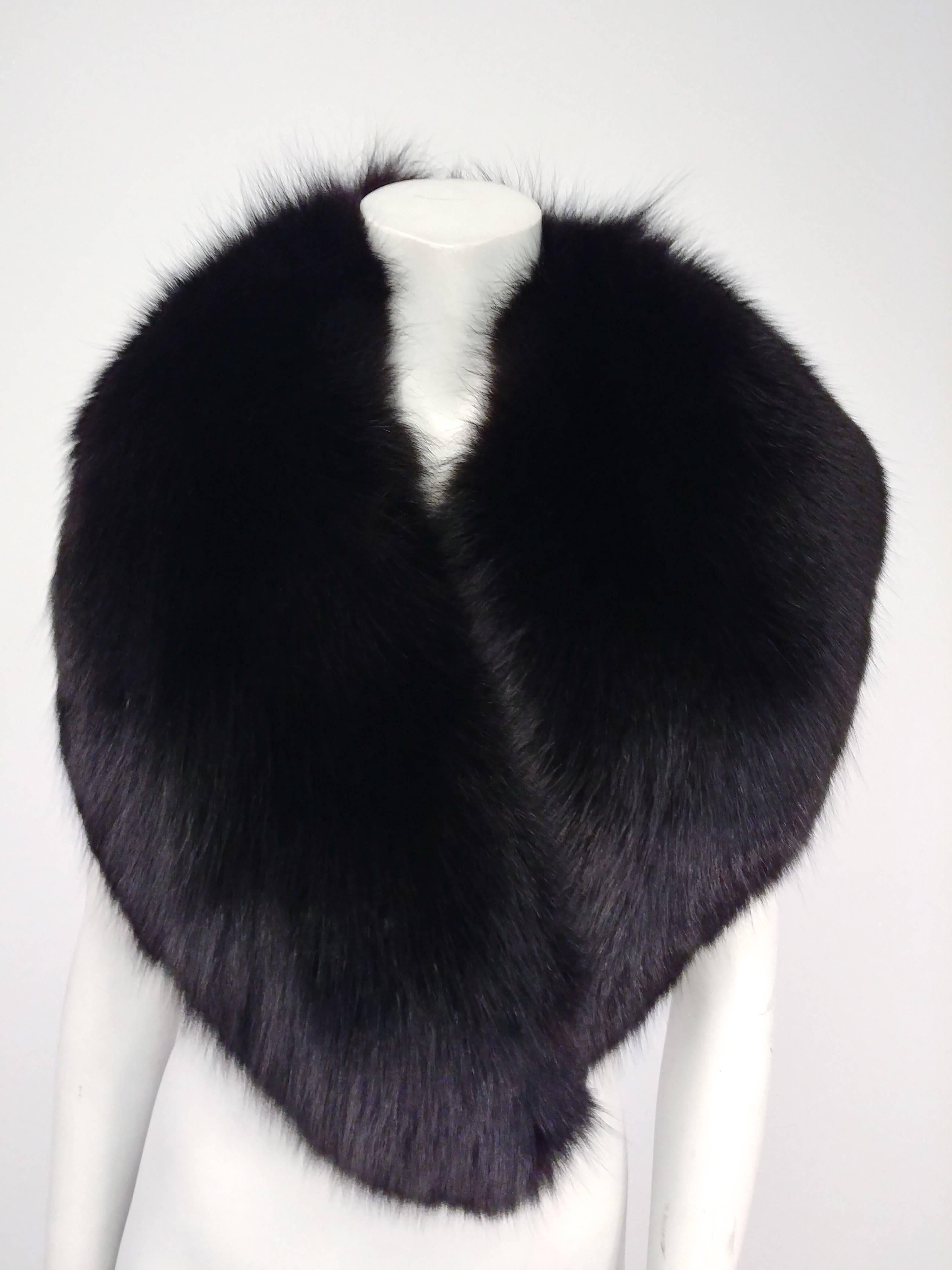 Pure Black Fox Fur Stole. Luxurious thick black fox fur, can be worn in a number of ways. Perfect to keep warm and look elegant!