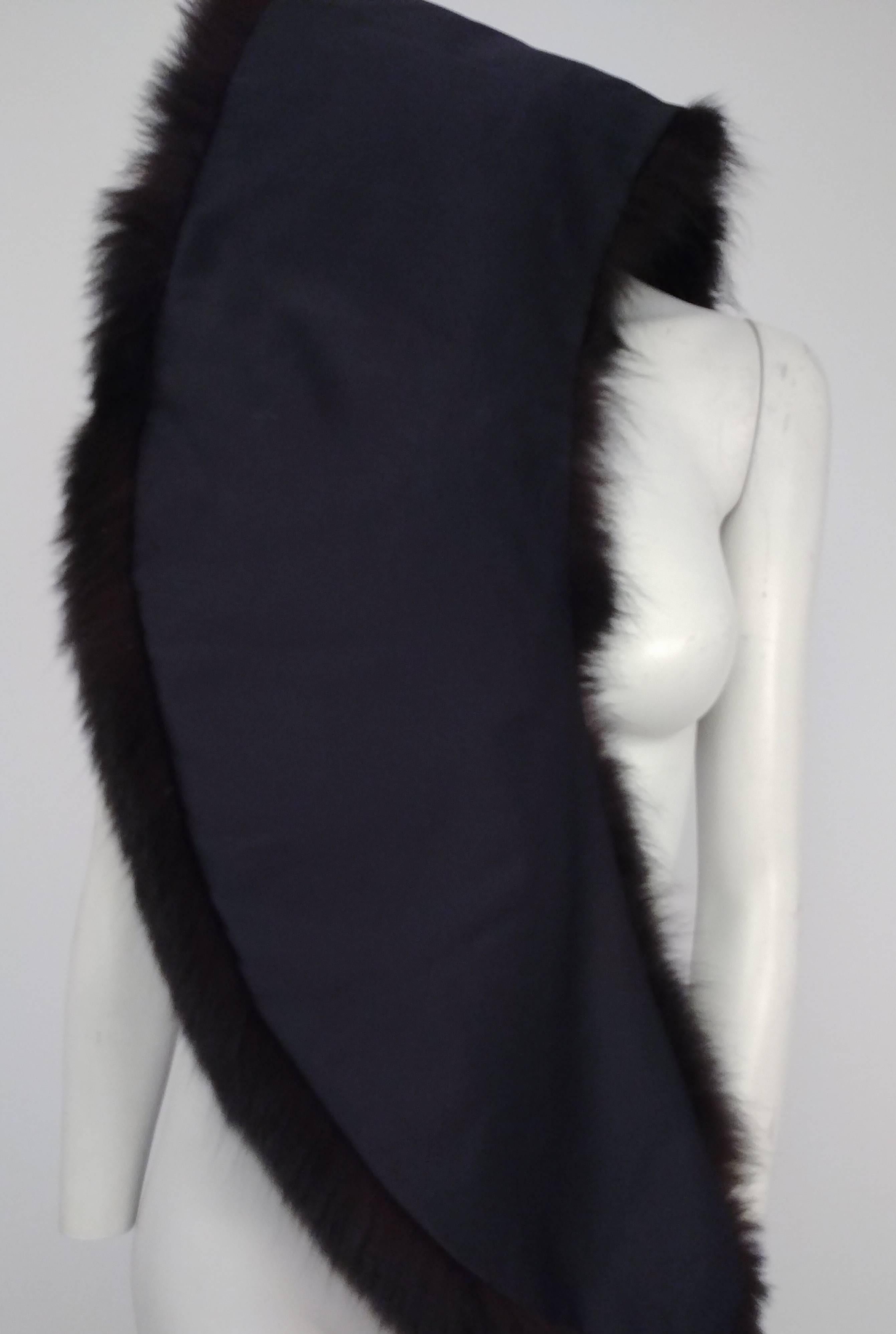 Women's Pure Black Fox Fur Stole