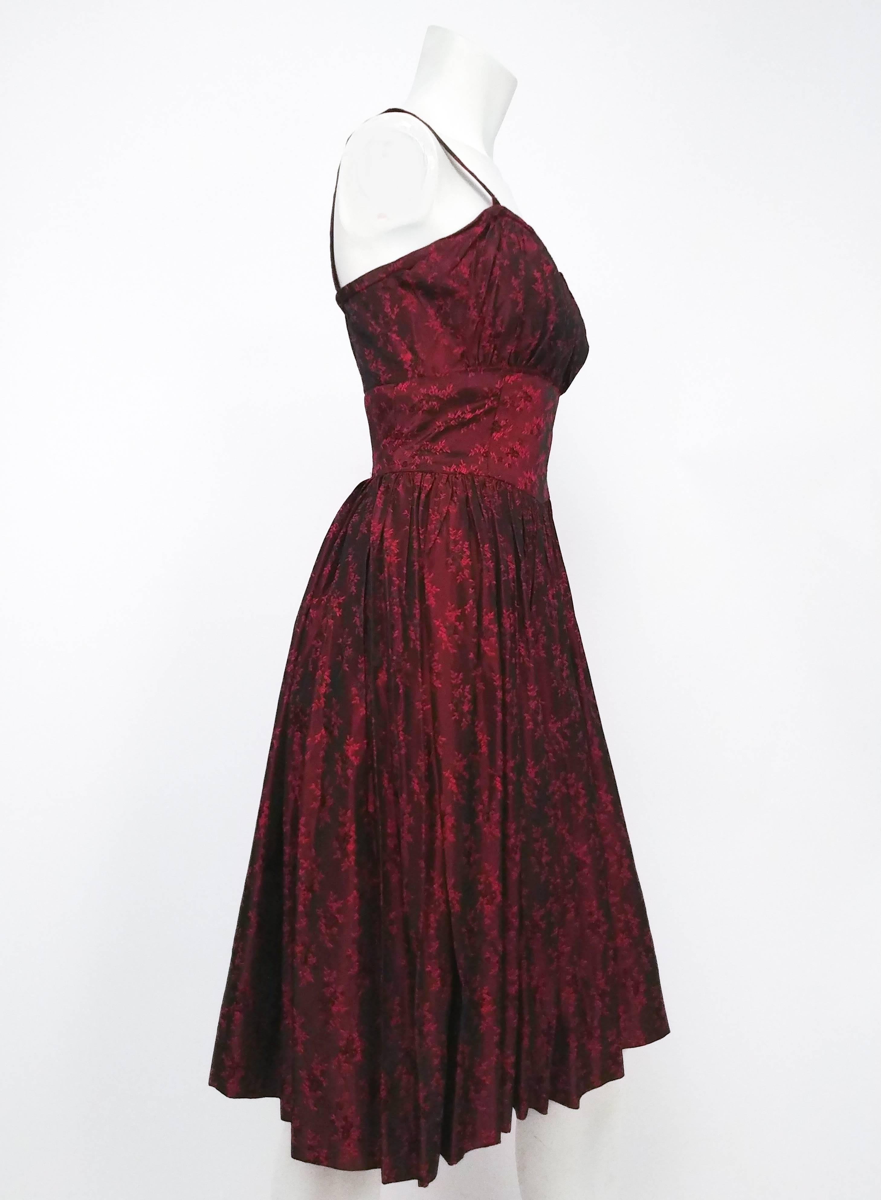 Black Red Iridescent Party Dress, 1950s 