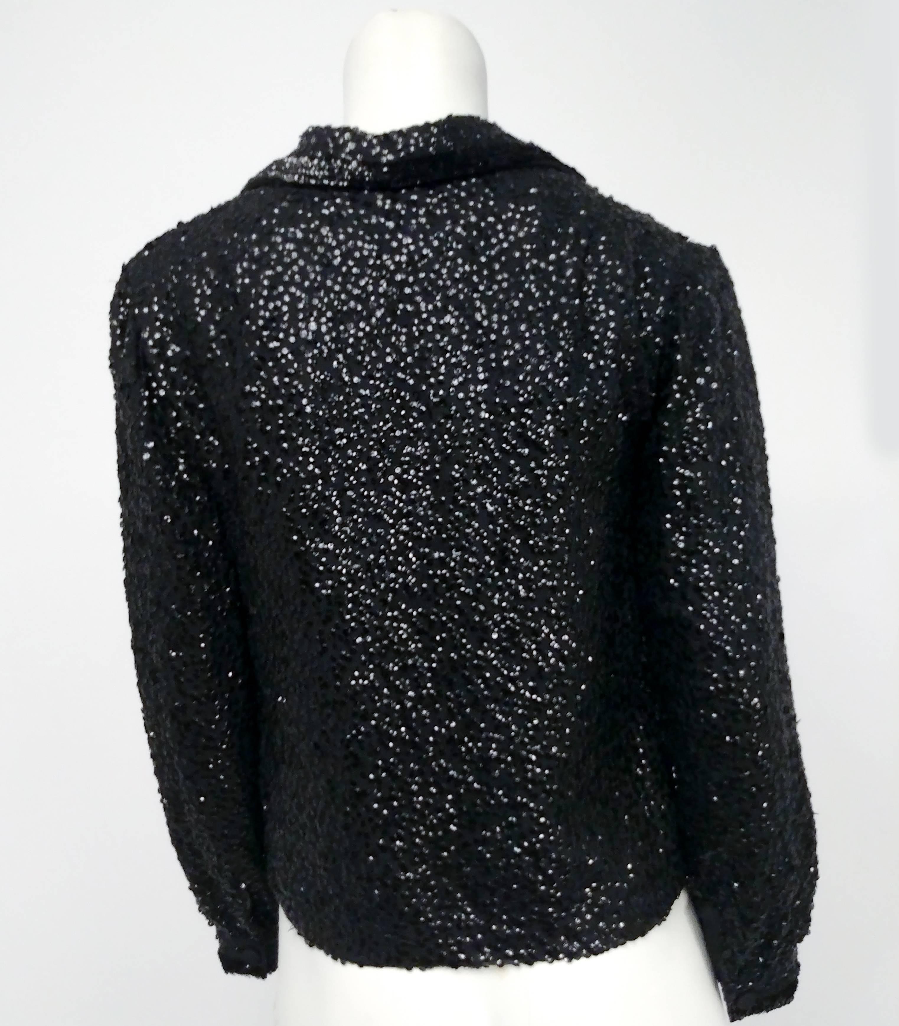 Black All-Over Sequin Jacket, 1950s  In Good Condition For Sale In San Francisco, CA