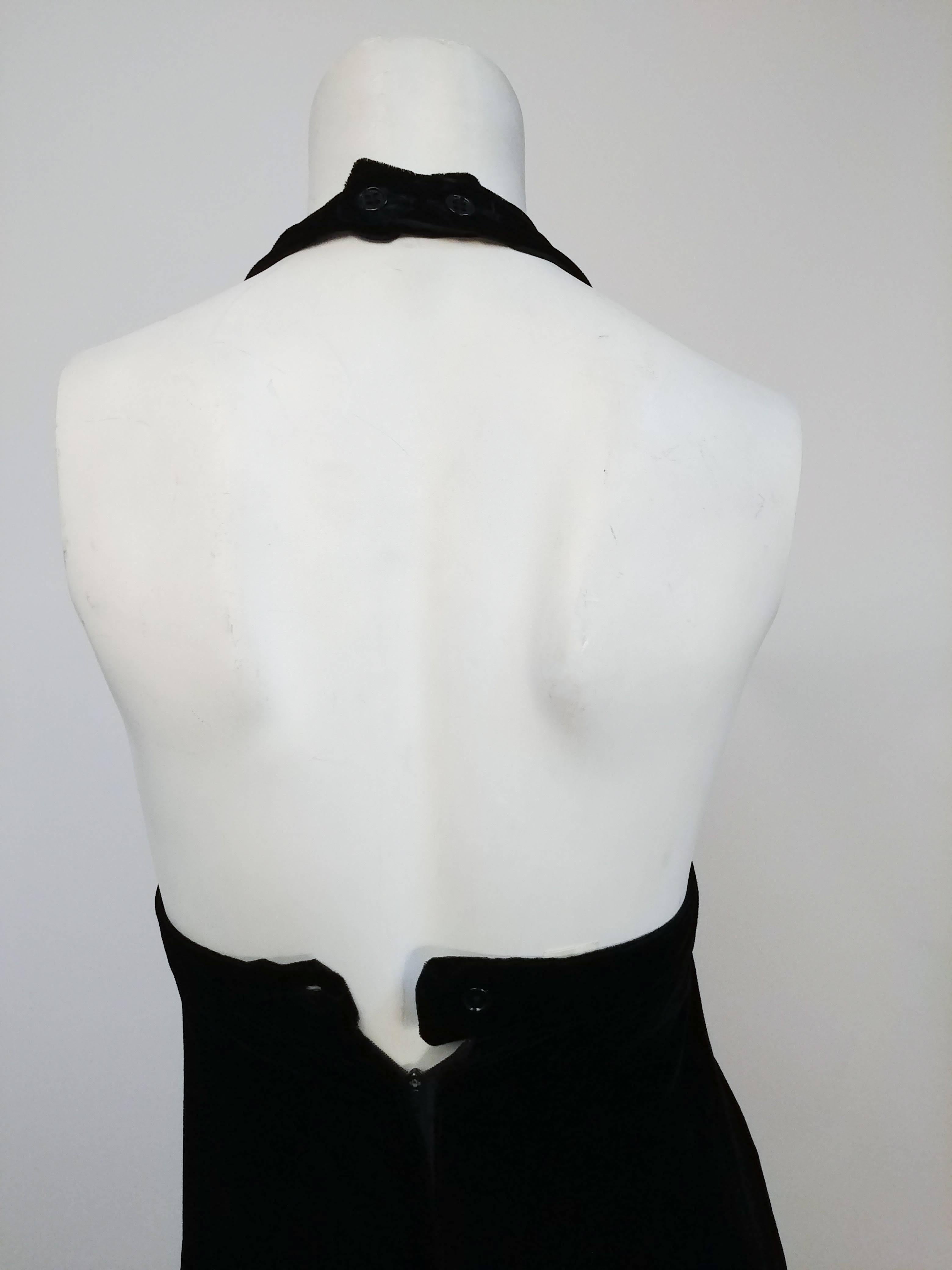 Women's Black Velvet Halter Jumpsuit, 1970s  For Sale