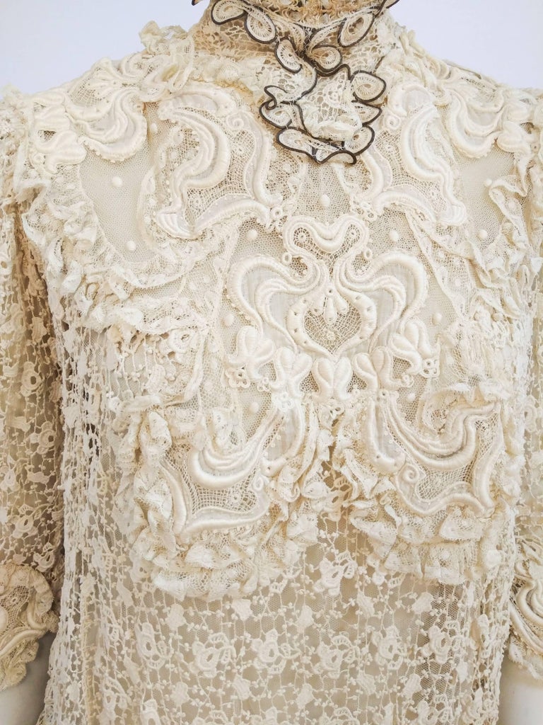 Edwardian Cream All-Over Lace Blouse For Sale at 1stDibs | edwardian ...