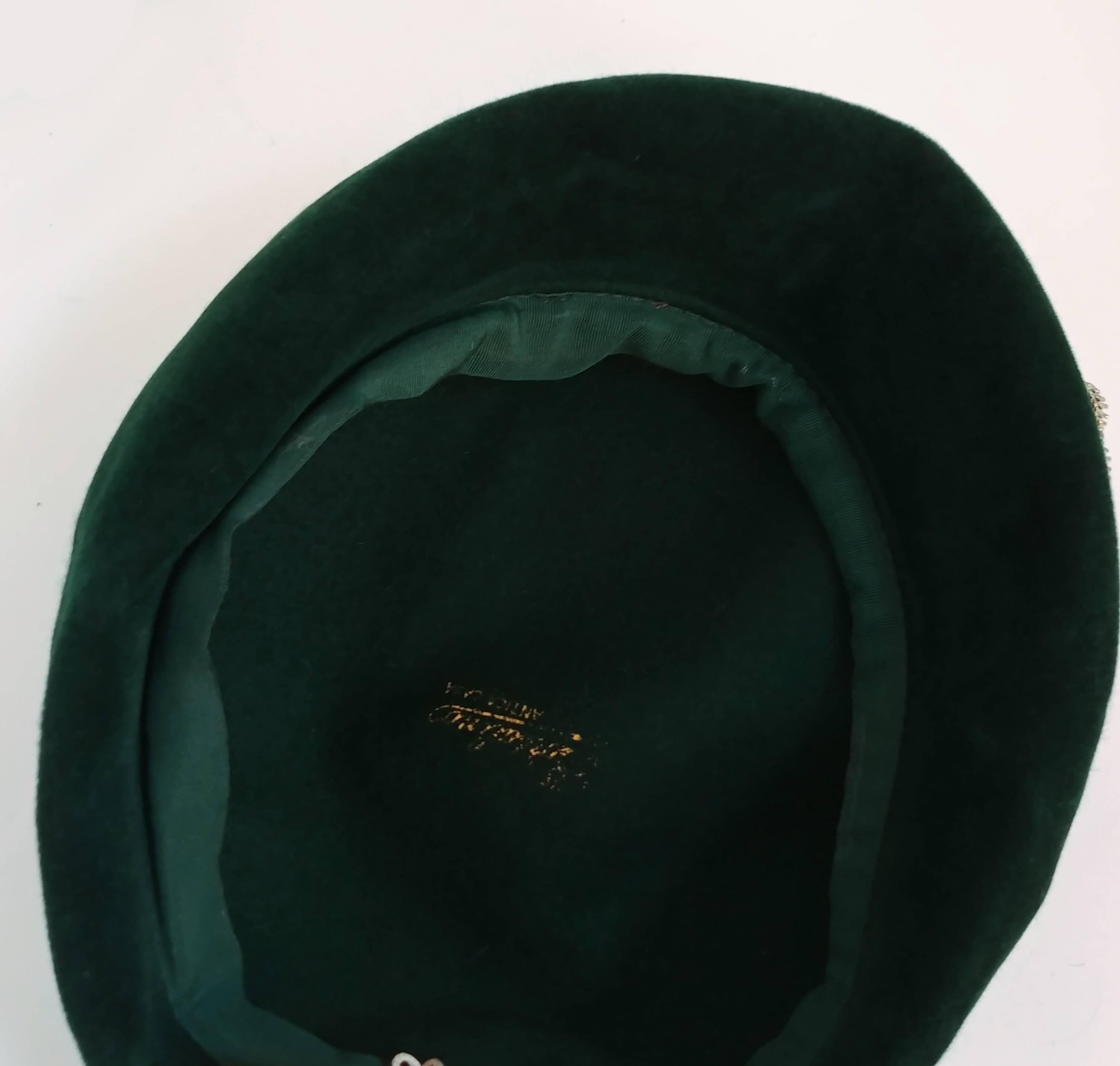 1960s Green Borsalino Velour Beret In Good Condition In San Francisco, CA