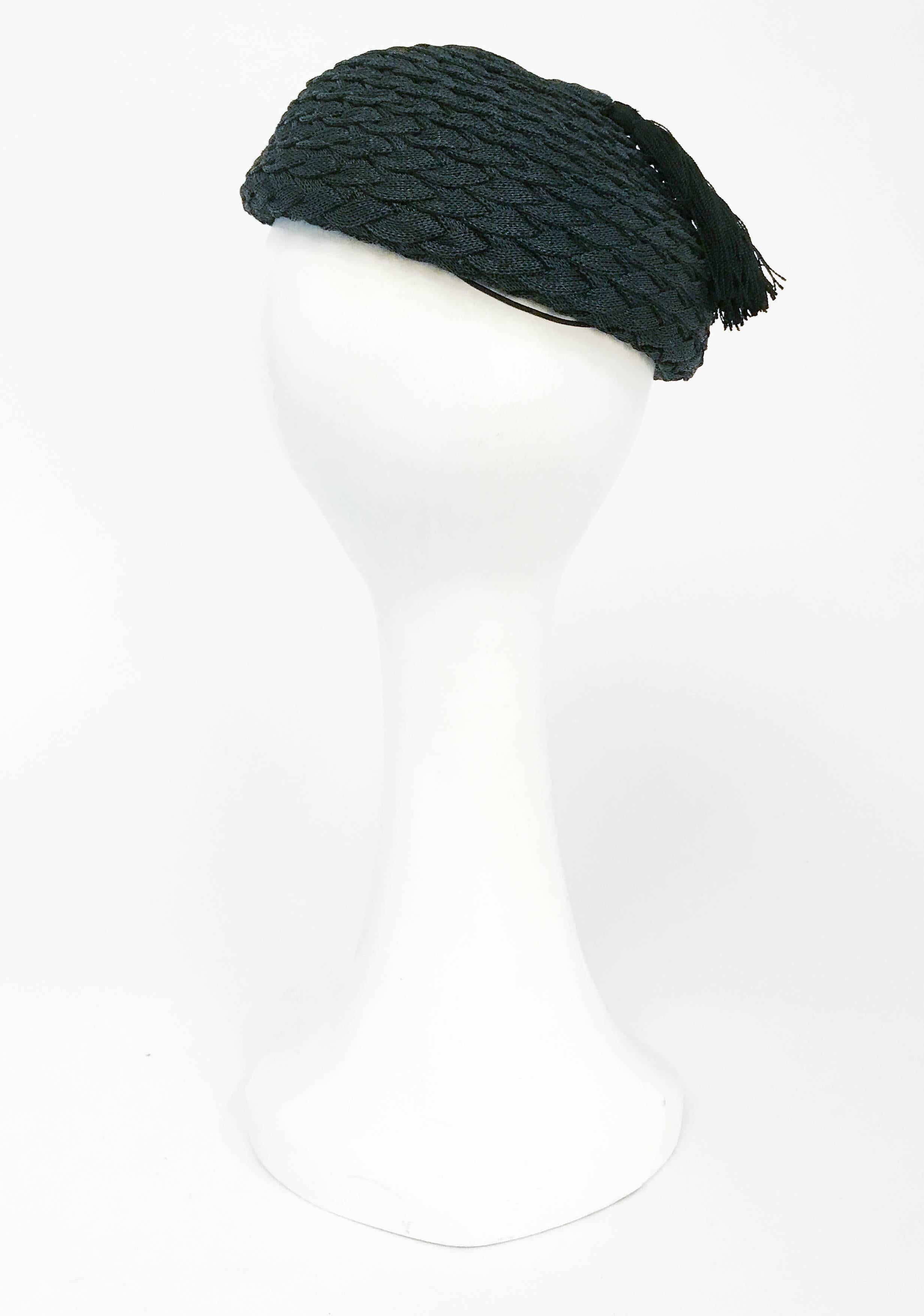 Women's 1930s Black Braided Hat with Matching Tassel For Sale