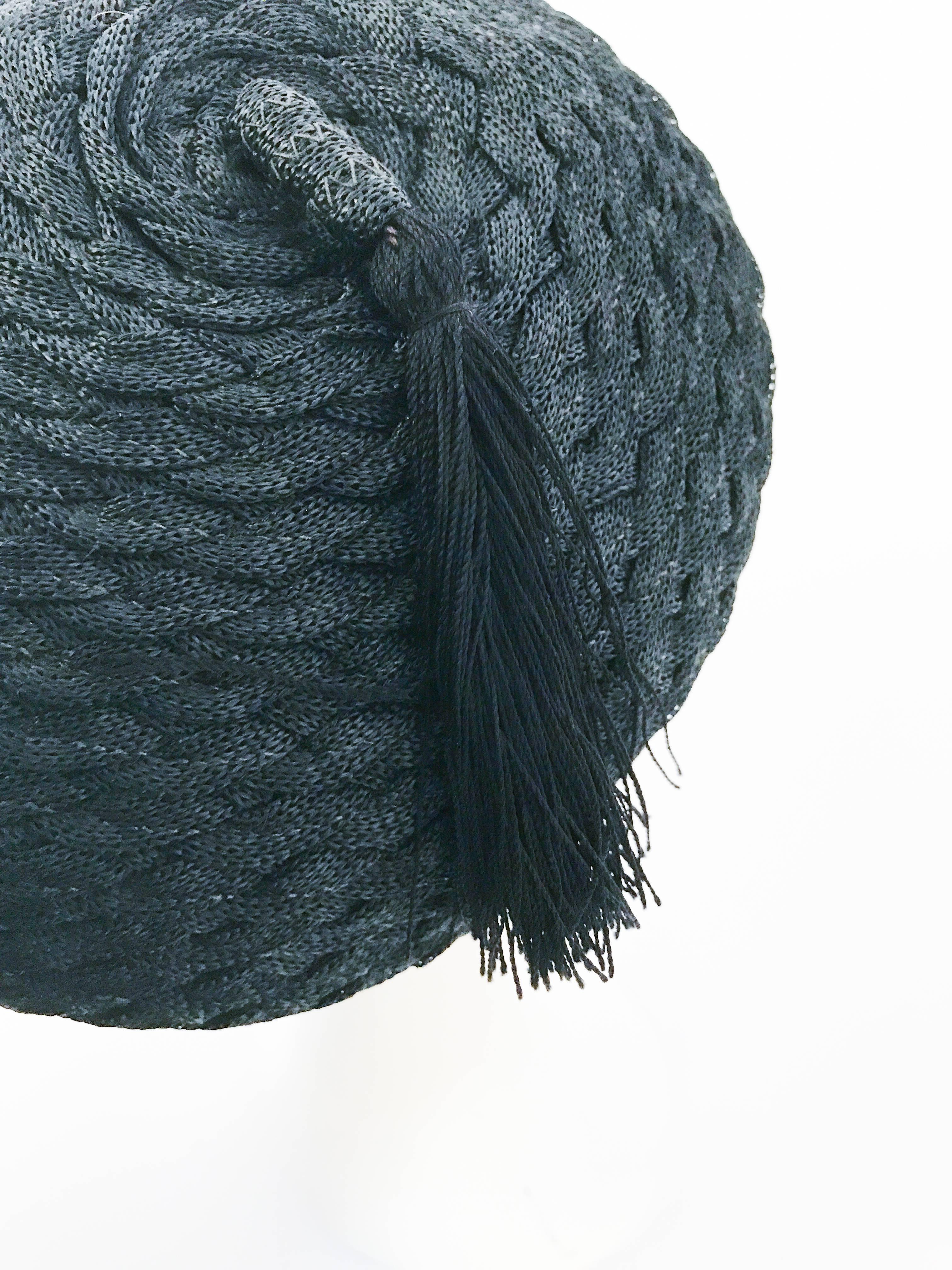 1930s Black Braided Hat with Matching Tassel For Sale 2