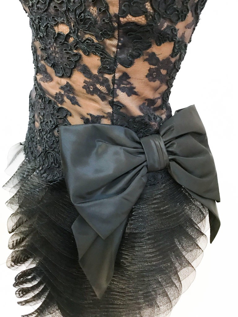 1980s Chiffon & Lace Victor Costa Dress