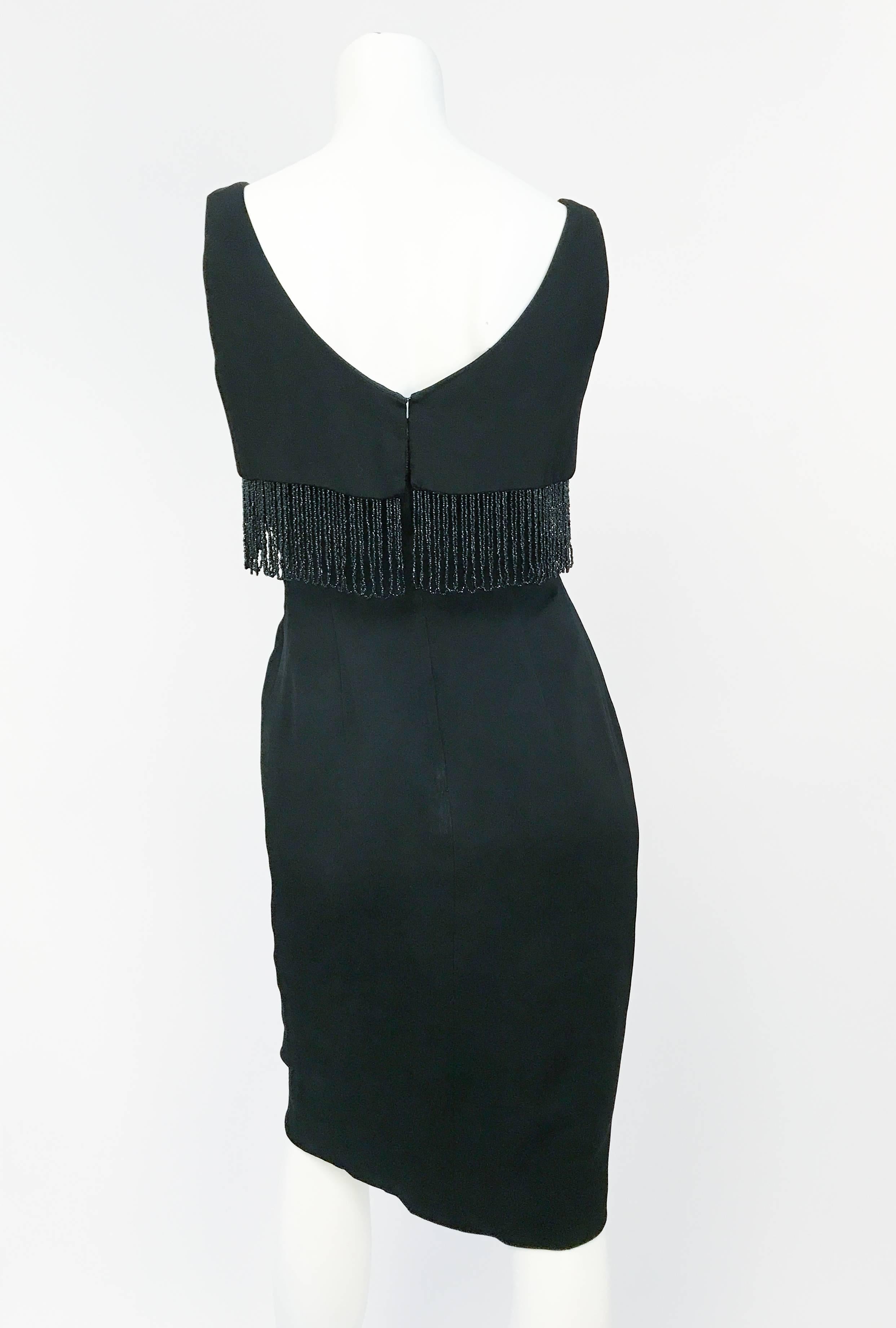 1960s Black Anita Modes Cocktail Dress with Jet Beaded Trim For Sale at ...