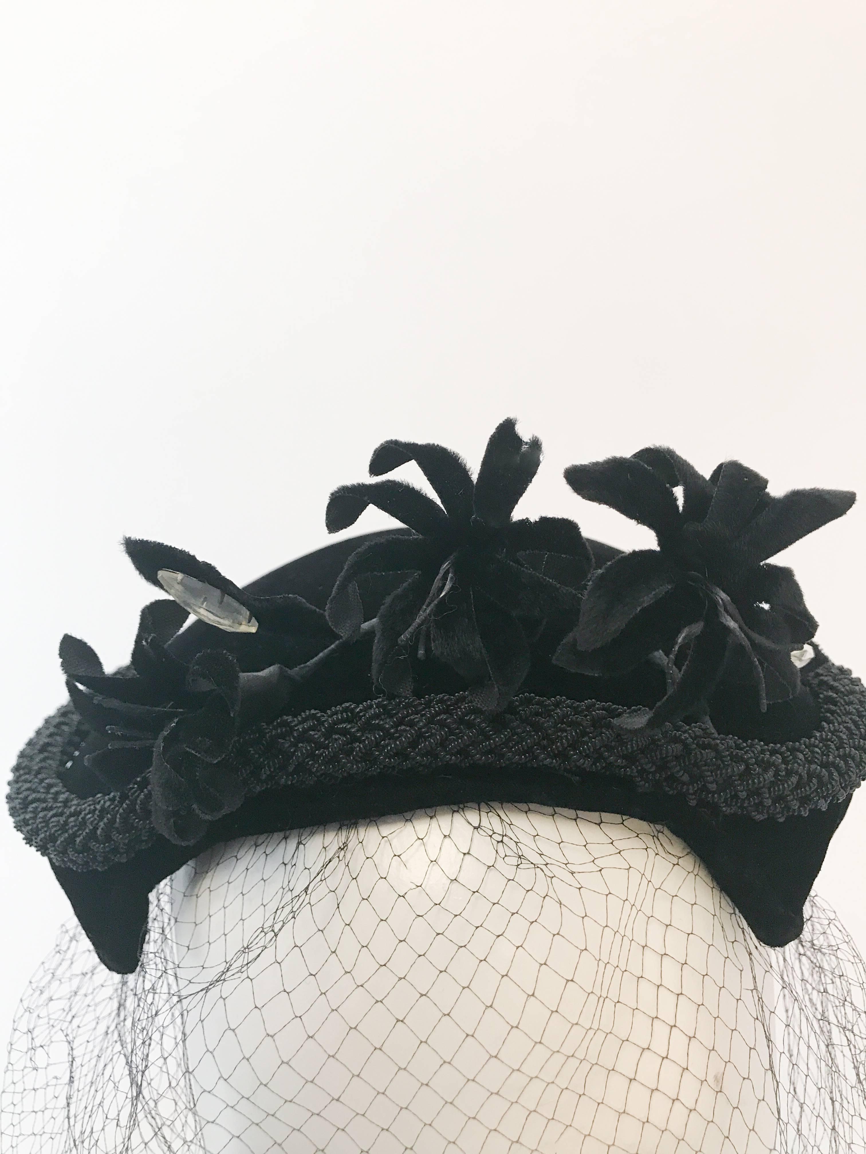 black hat with veil
