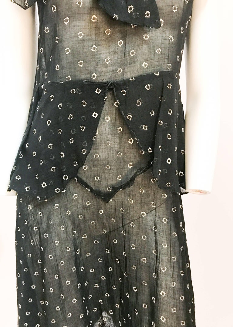 1920 Black Cotton Day Dress For Sale at 1stDibs | black cotton dress