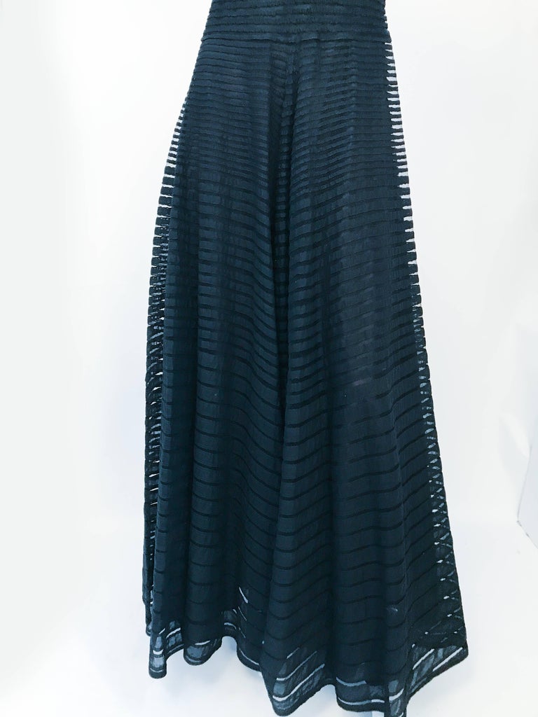 1930s Black/Coral Ribbon Silk and Velvet Dress For Sale at 1stDibs