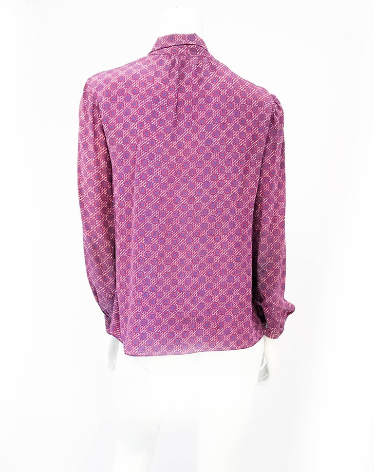 1970s Chanel Silk Printed Blouse with Attached Scarf at 1stDibs ...