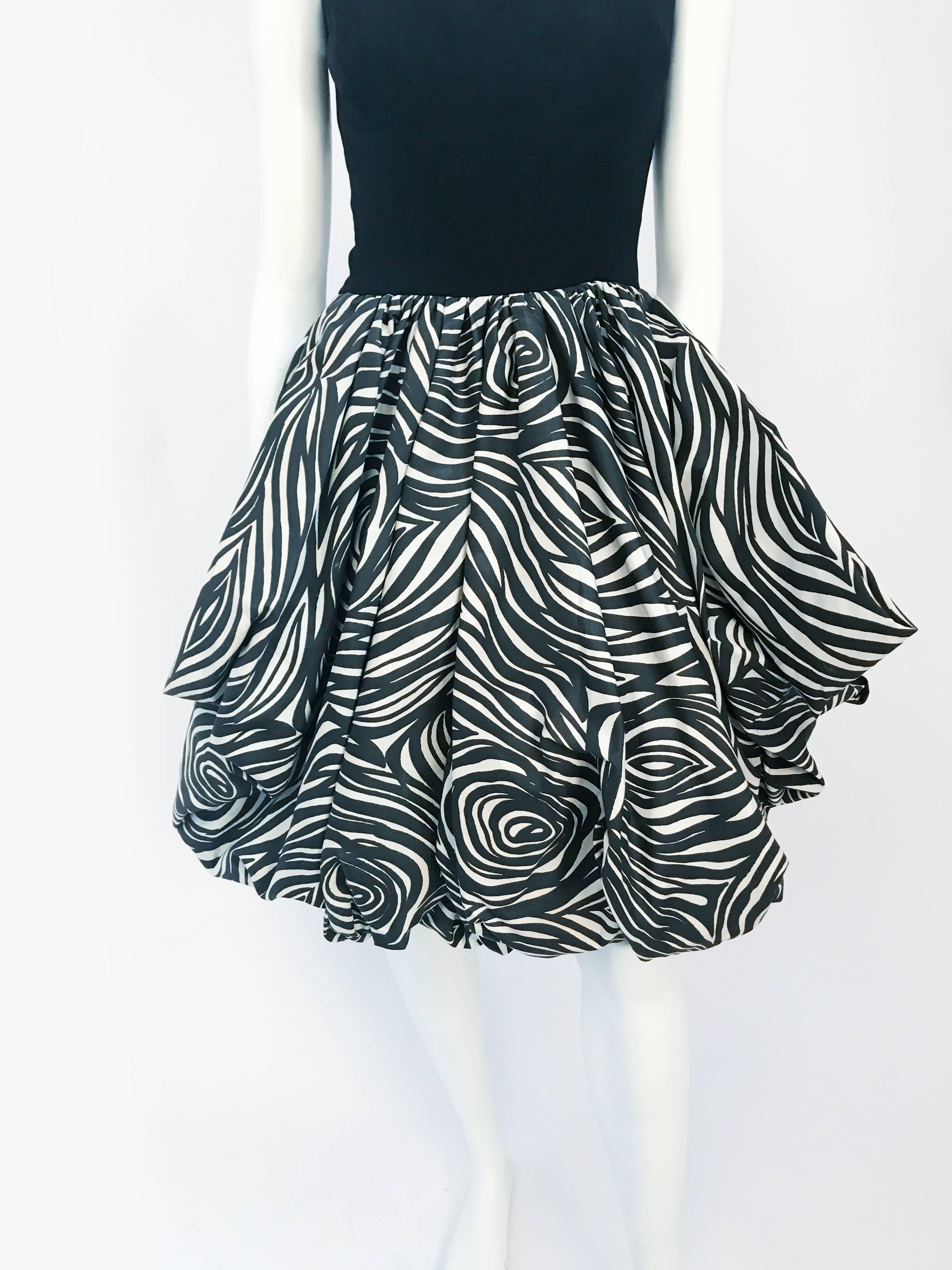 Black and White Bubble Skirt Dress, 1960s  In Good Condition For Sale In San Francisco, CA