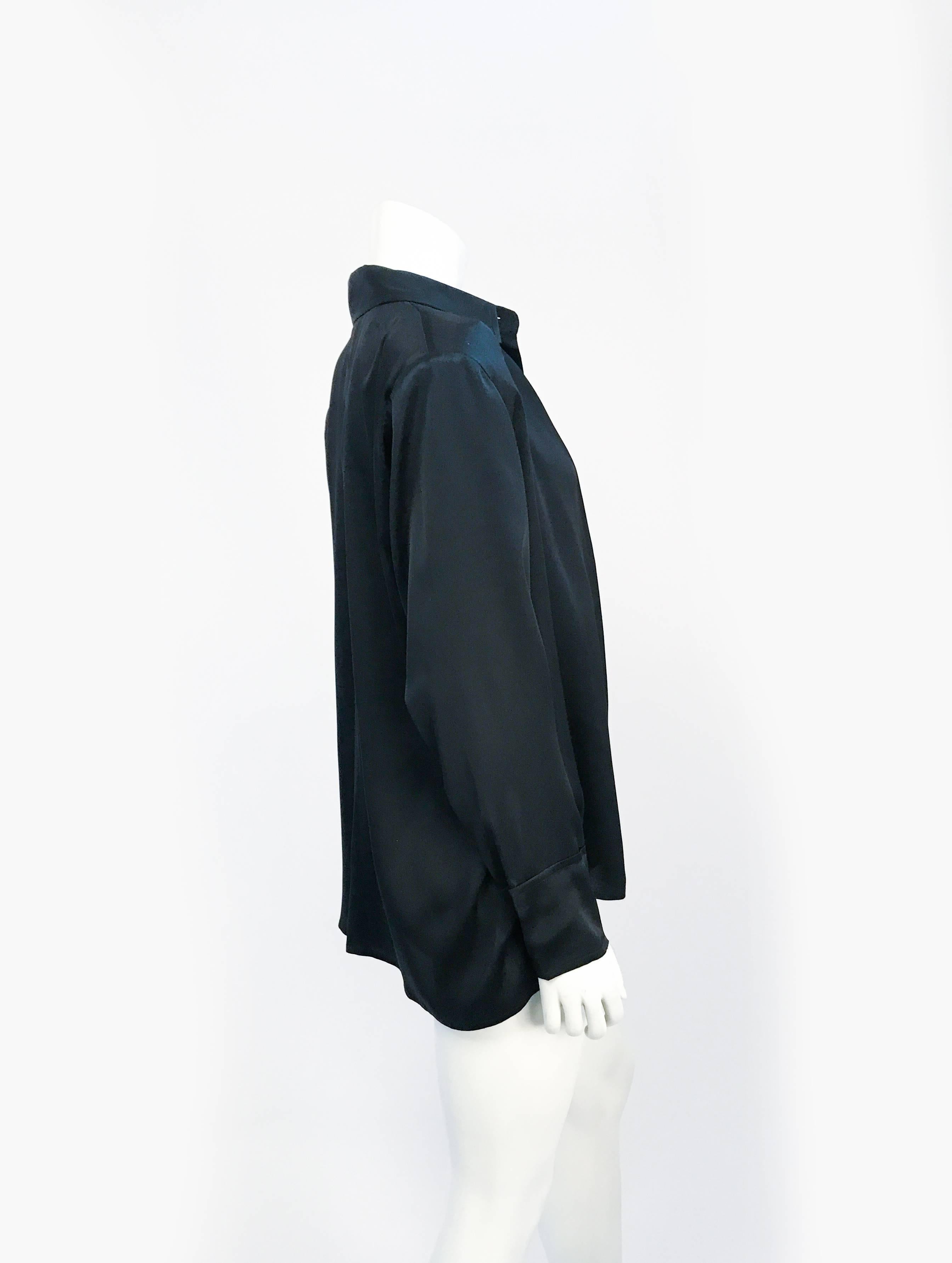Yves Saint Laurent Black Silk Blouse, 1980s  In Good Condition In San Francisco, CA